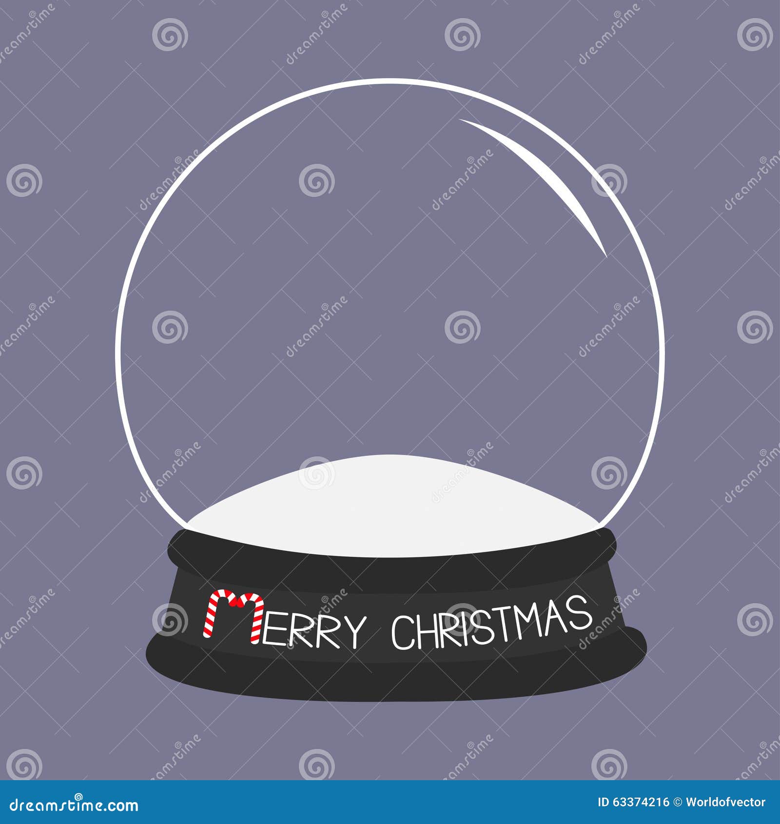 Empty Crystal Ball. Template. Merry Christmas Card Flat Design Violet