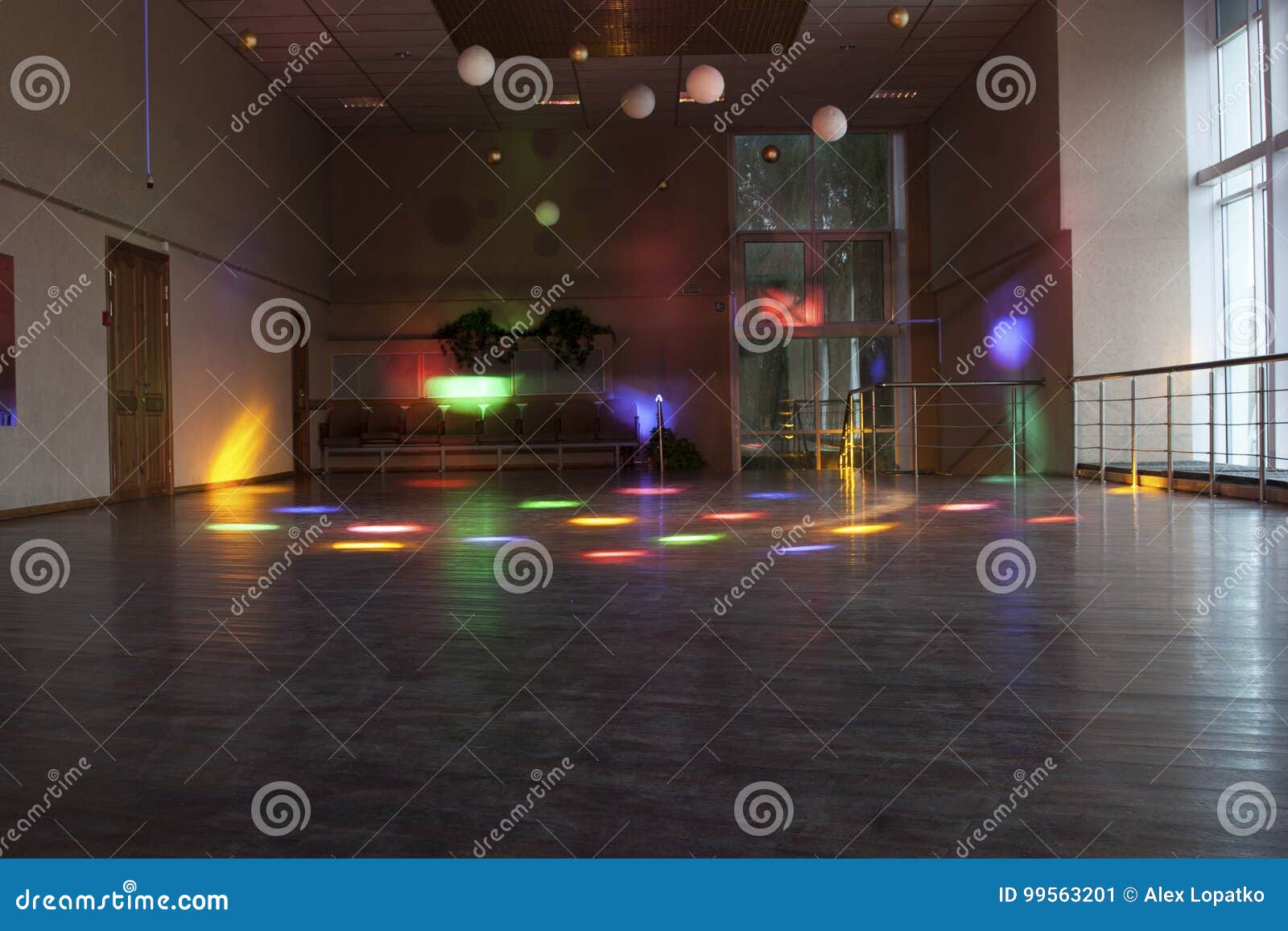 Empty Dance Hall with Colored Lights/dance Hall Stock Image Image of
