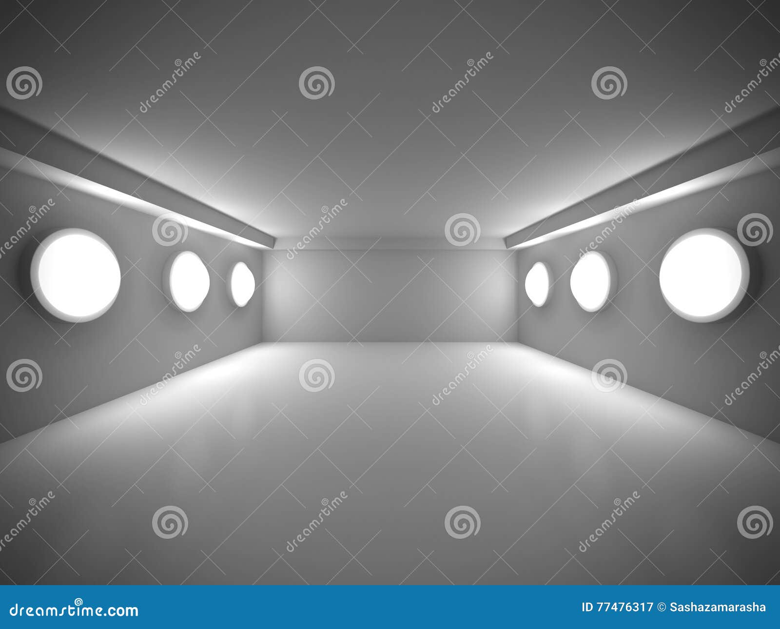 Empty Dark Room with Decorate Lights. Interior Background Stock Image