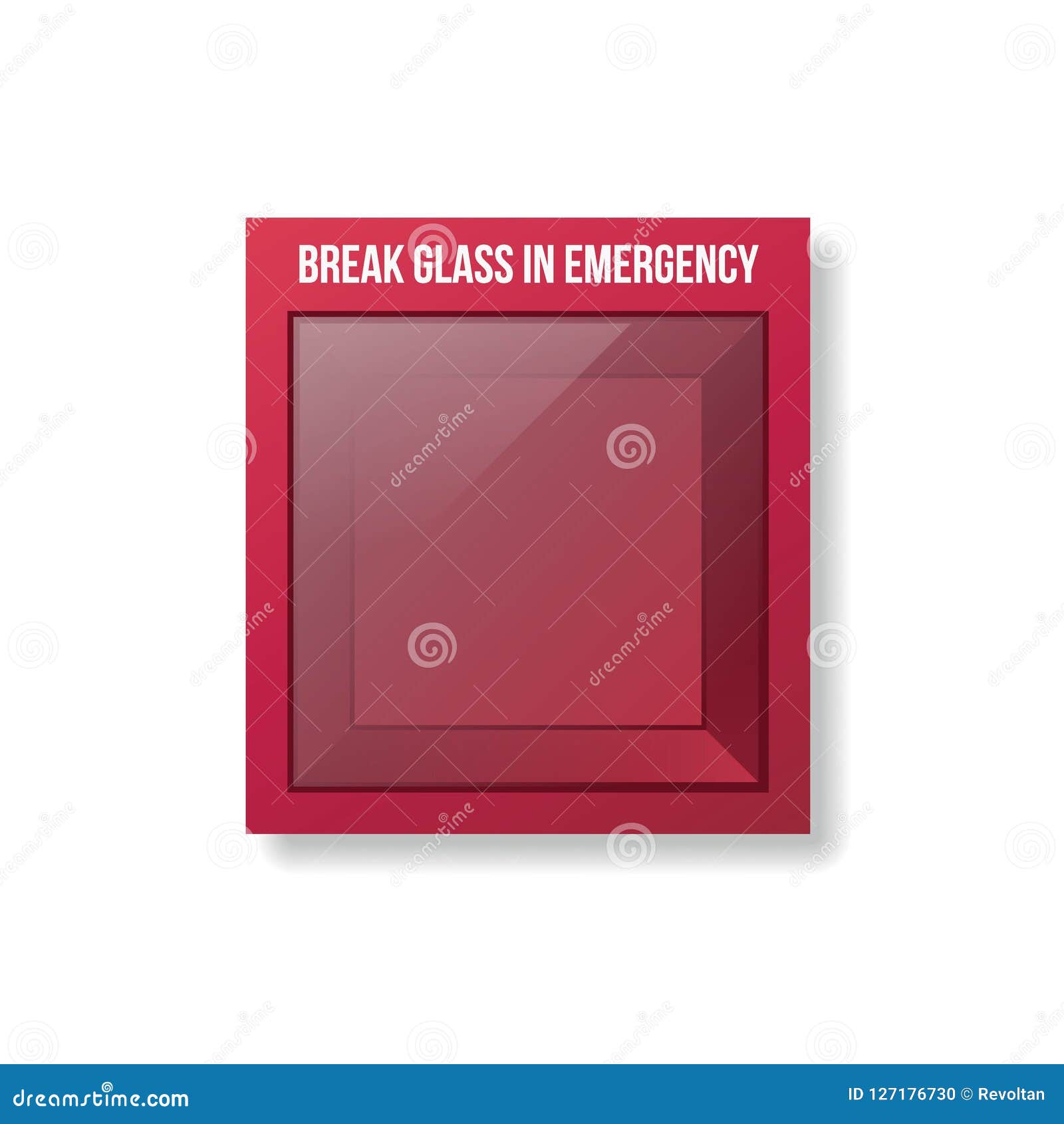 Empty Emergency Box. Red Box with Glass Front. Stock Vector