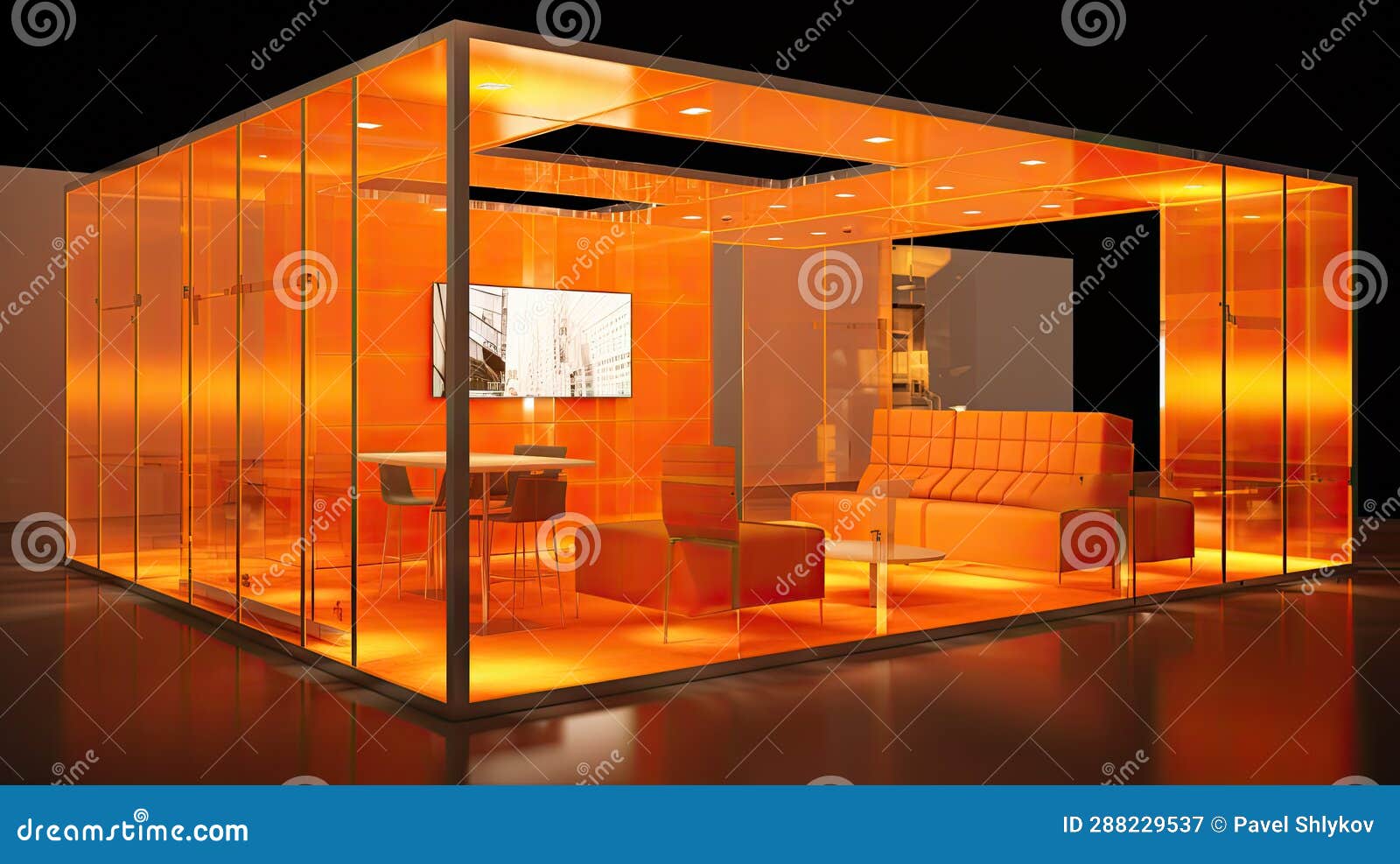 Empty Exibition Trade Fair Stand Ready To Receive Brands and