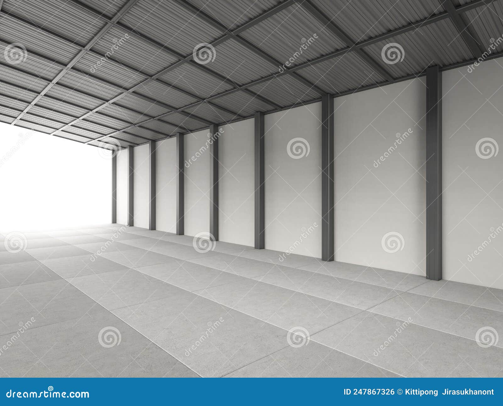 Empty Factory or Warehouse Space for Rent Stock Illustration