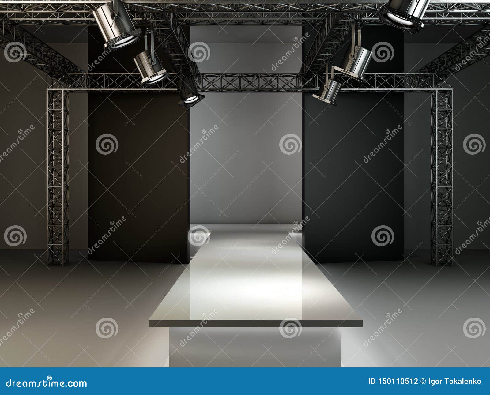 Empty Fashion Runway Podium Stage Interior Realistic Background 3d ...