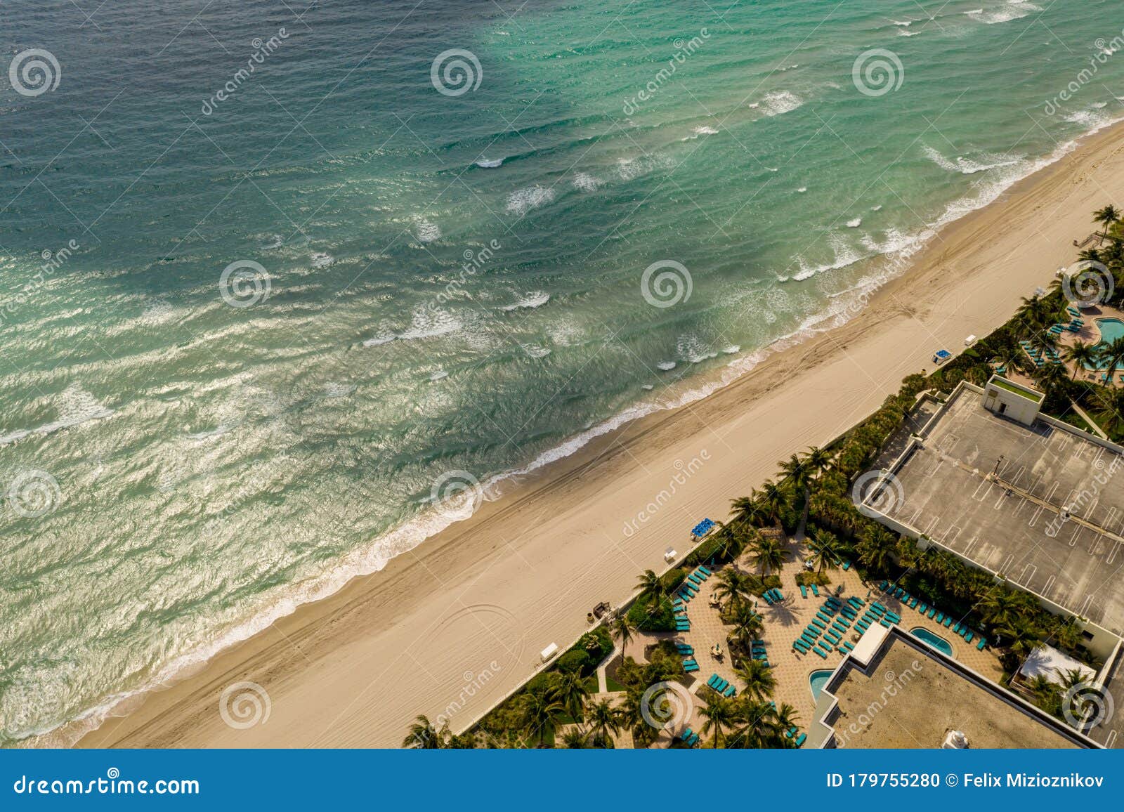 Empty Florida Beach Closed Coronavirus Covid 19 Pandemic Stock Photo