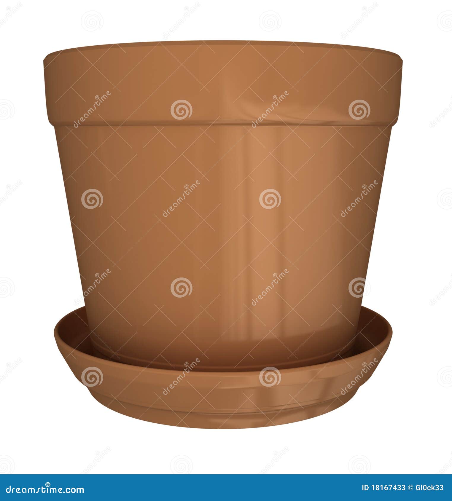 Empty Flower Pots Set, Isolated On White Background. Vector Hand Drawn