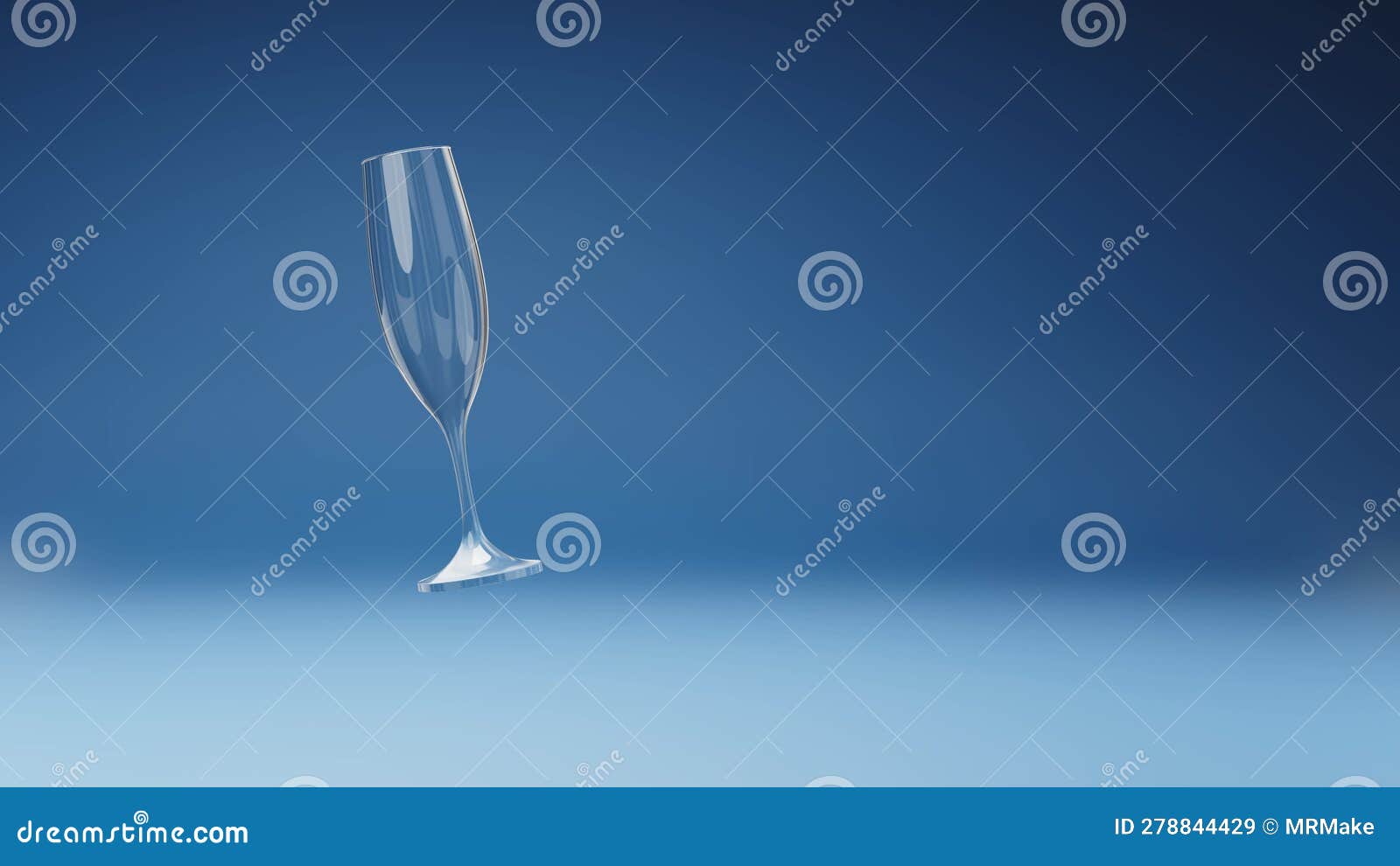 Empty Flute Glass Spinning on Studio Blue Background Stock Video