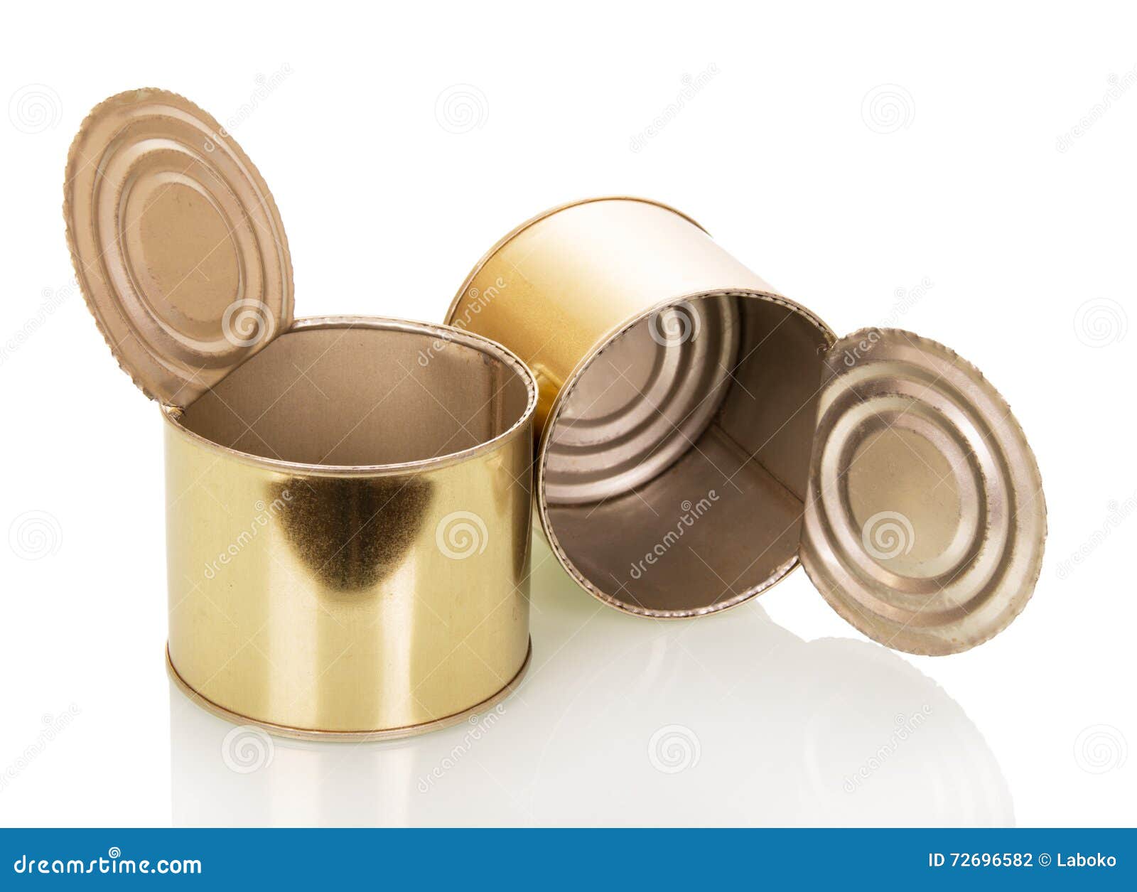 Empty Food Cans Closeup on White. Stock Photo Image of open, nutrition 72696582