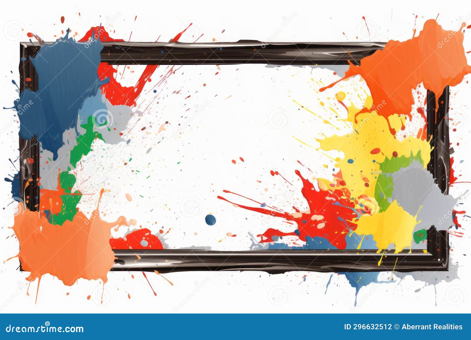 An Empty Frame with Paint Splatters on it Stock Illustration