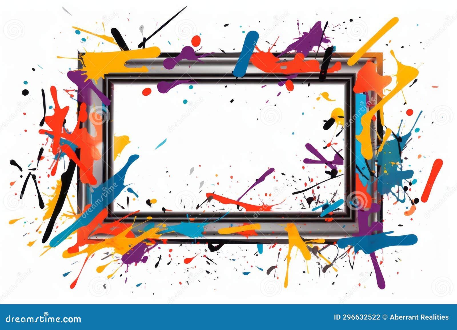 An Empty Frame with Paint Splatters on it Stock Illustration
