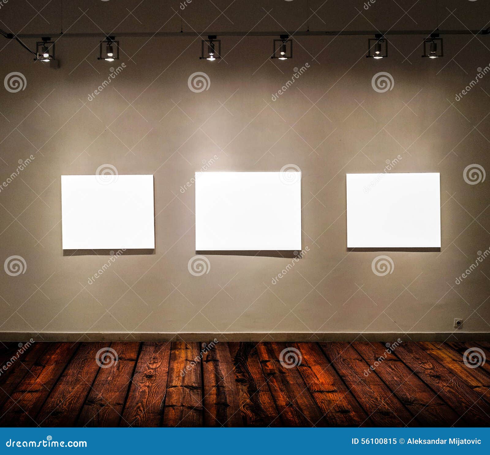 Empty Frames in Big Gallery Room Stock Image - Image of drawing, indoor ...