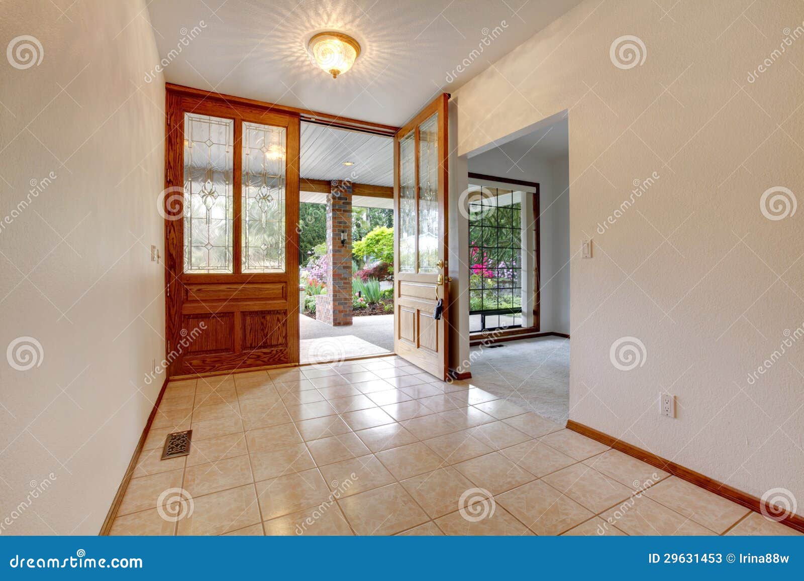 Empty Front Entrance with Open Door. Home Interior. Stock Image ...