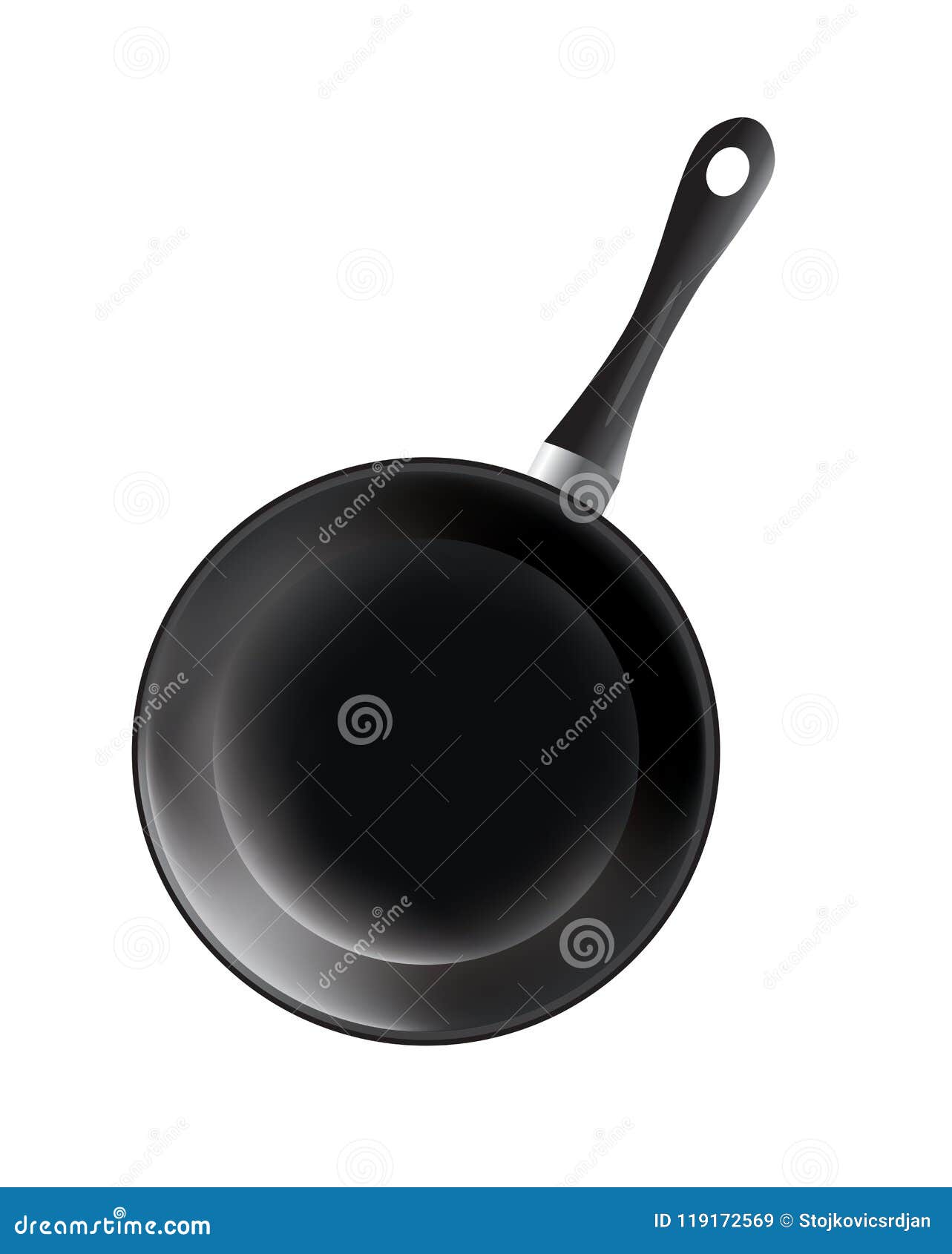 Empty Frying Pan And Wok, Top View Isolated On White Background Royalty