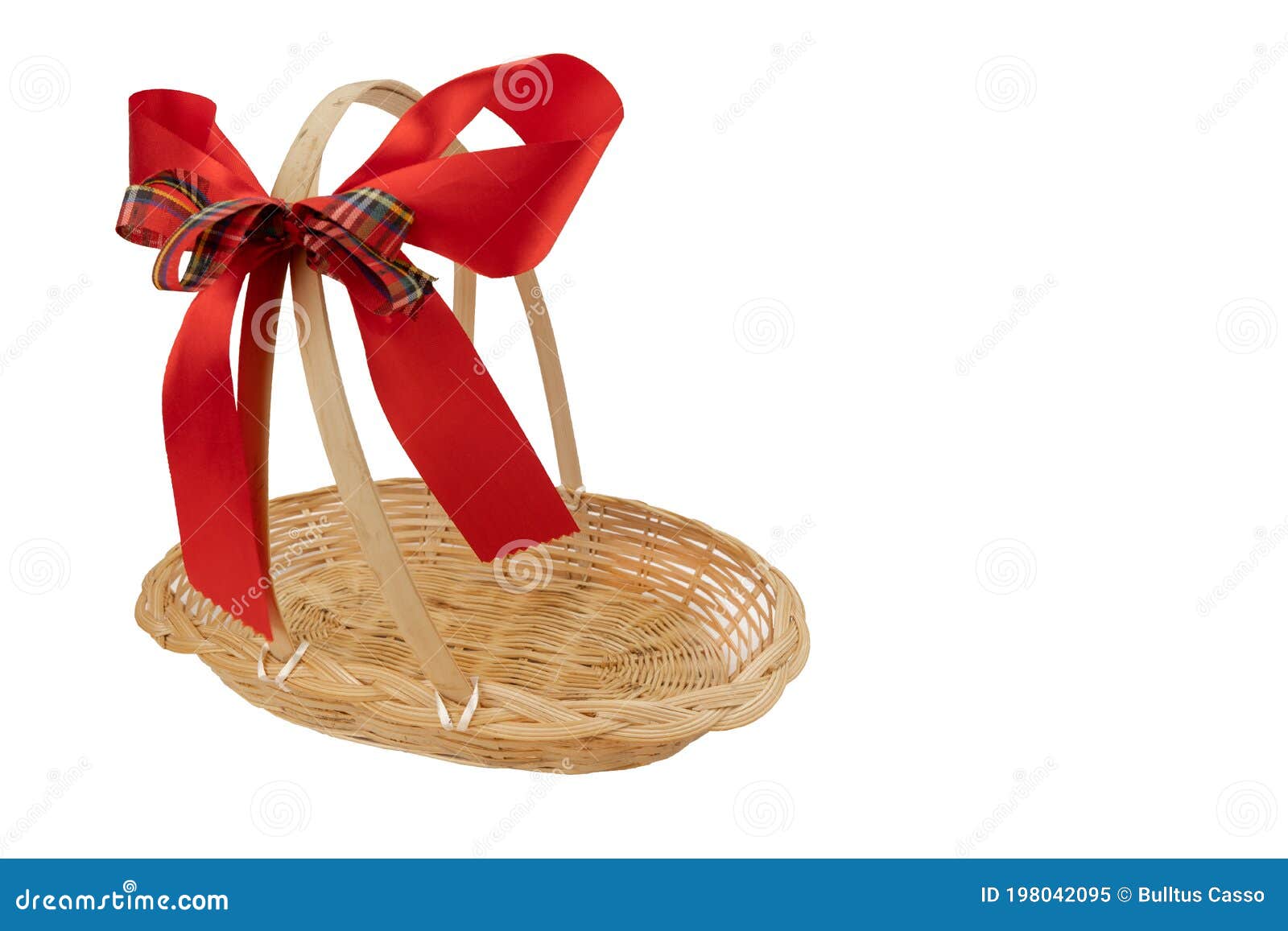 Empty Gift Basket with Red Ribbon Bow for Christmas Stock Image Image of fiber, light 198042095