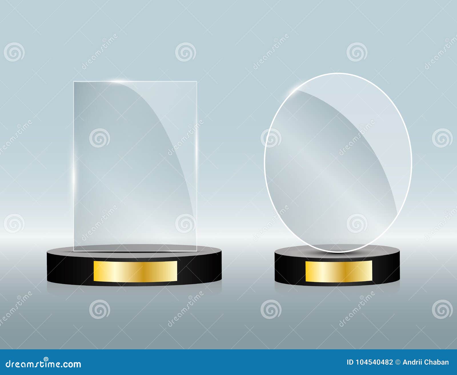 Empty Glass Award , Transparent Trophy Template. Vector Element, Eps10