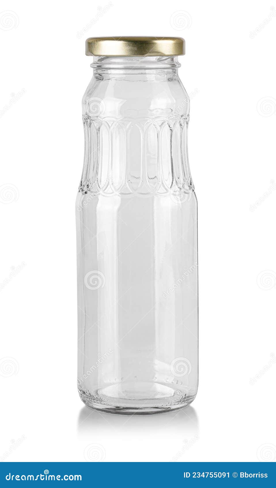 Empty Glass Bottle with Metal Lid Isolated on White Background with  Clipping Path Stock Image - Image of object, translucent: 234755091