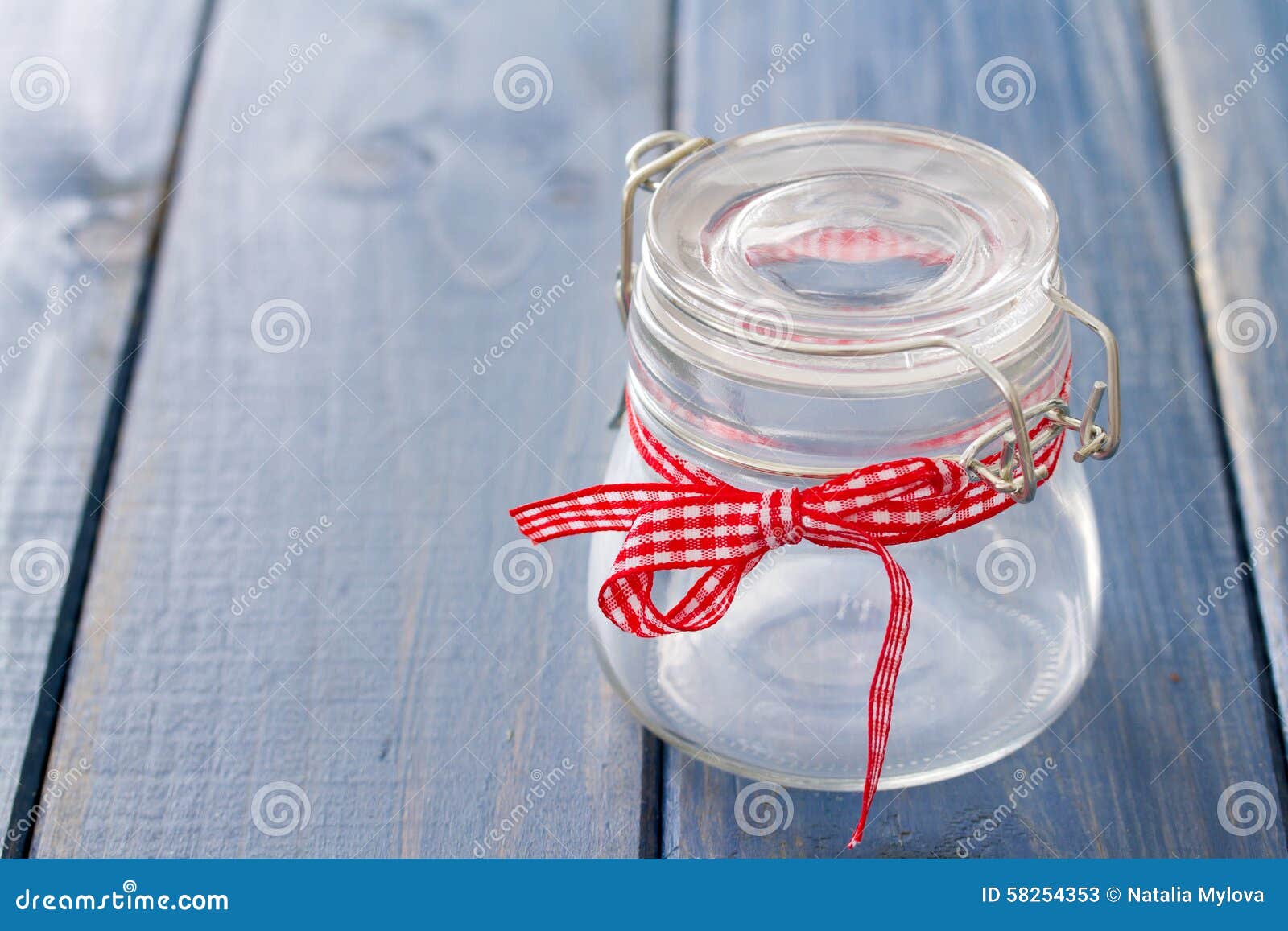 Empty glass jar stock image. Image of wood, closed, blank 58254353