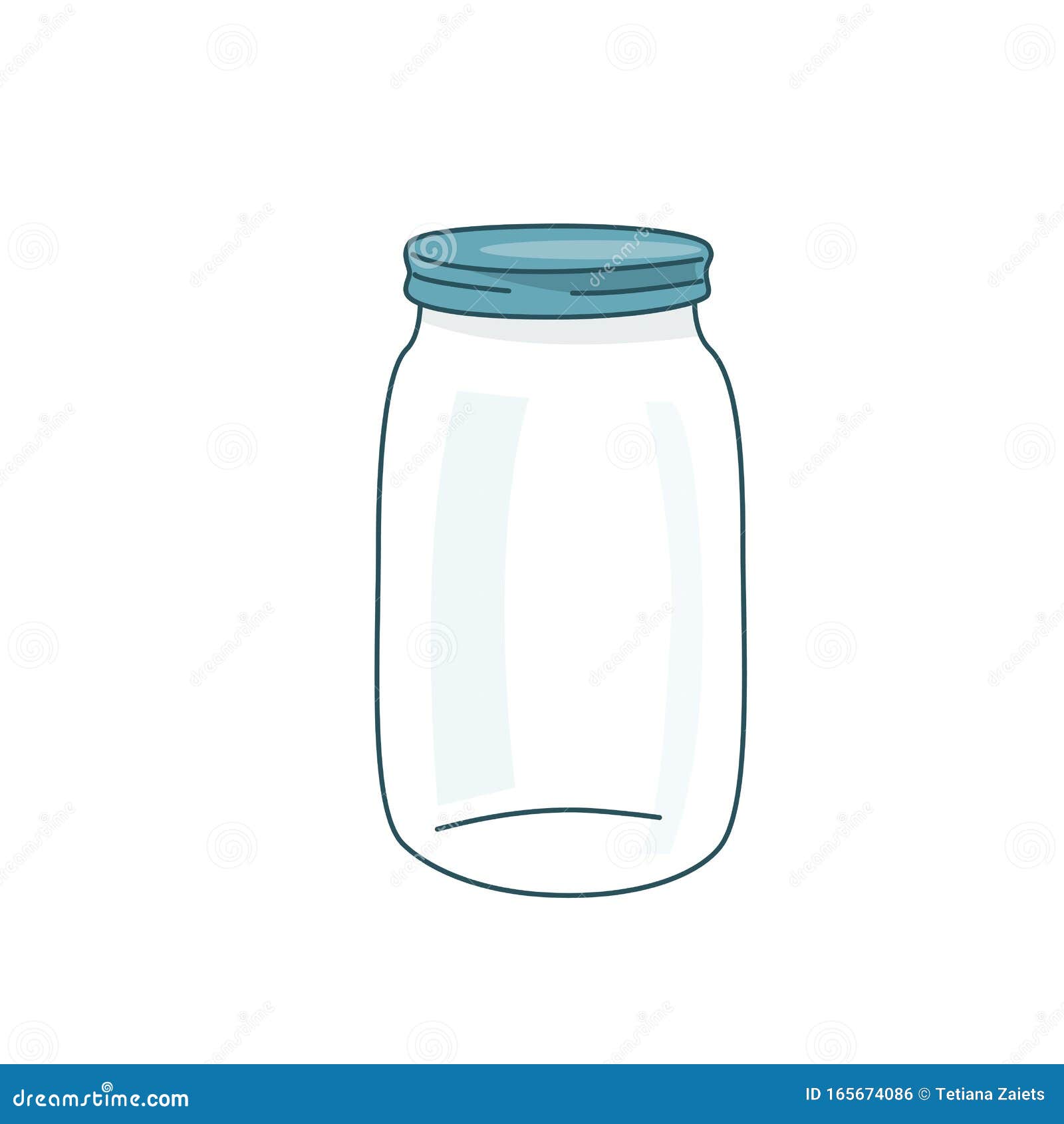 Empty Glass Jar Vector Illustration with Lid. Cap Close Blank Mason Bottle  Stock Vector - Illustration of isolated, clear: 165674086