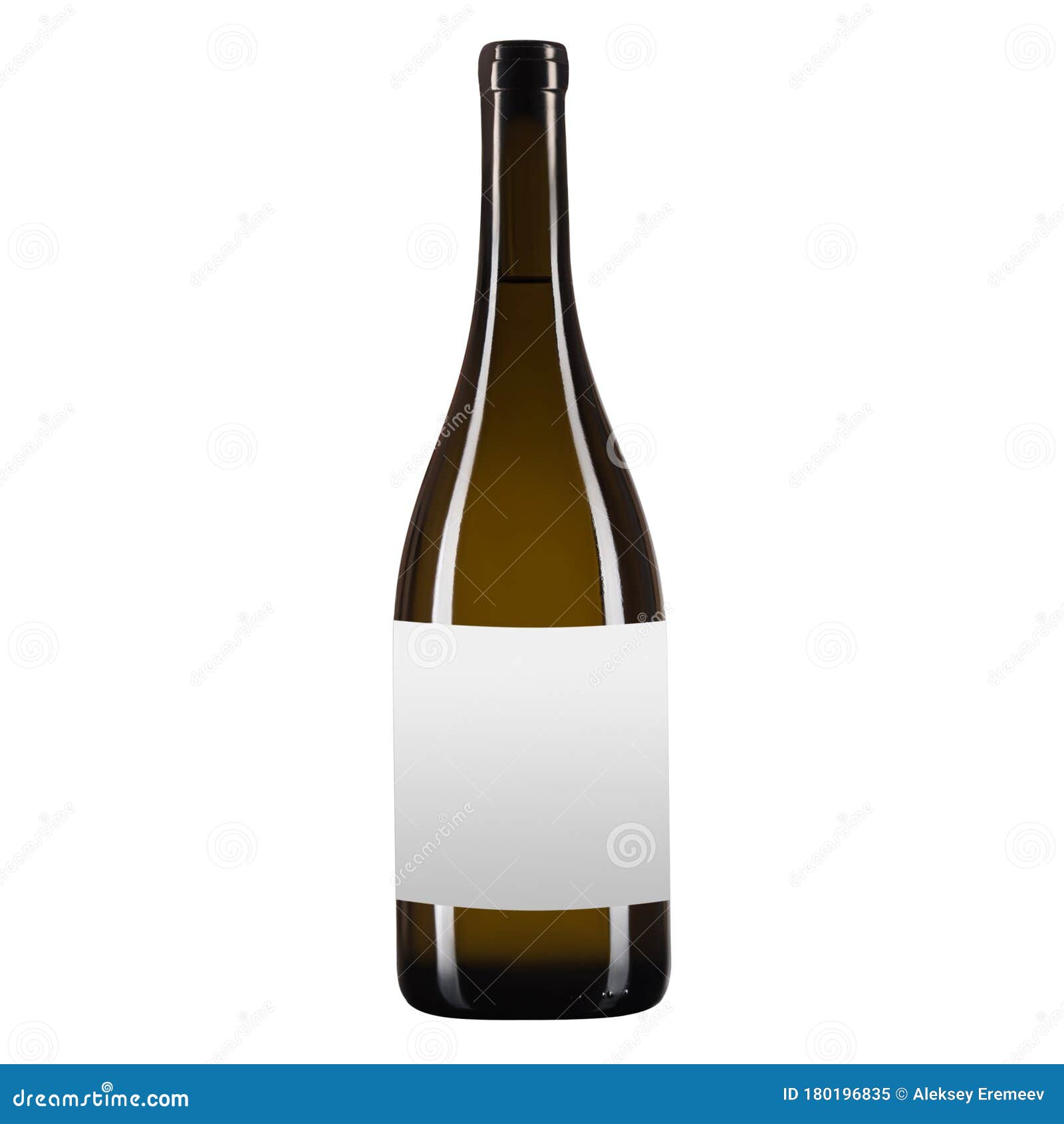 Download Empty Glass Wine Or Champagne Bottle With White Label For Mockup On White Isolated Background Square Frame Stock Image Image Of Clean Refreshment 180196835