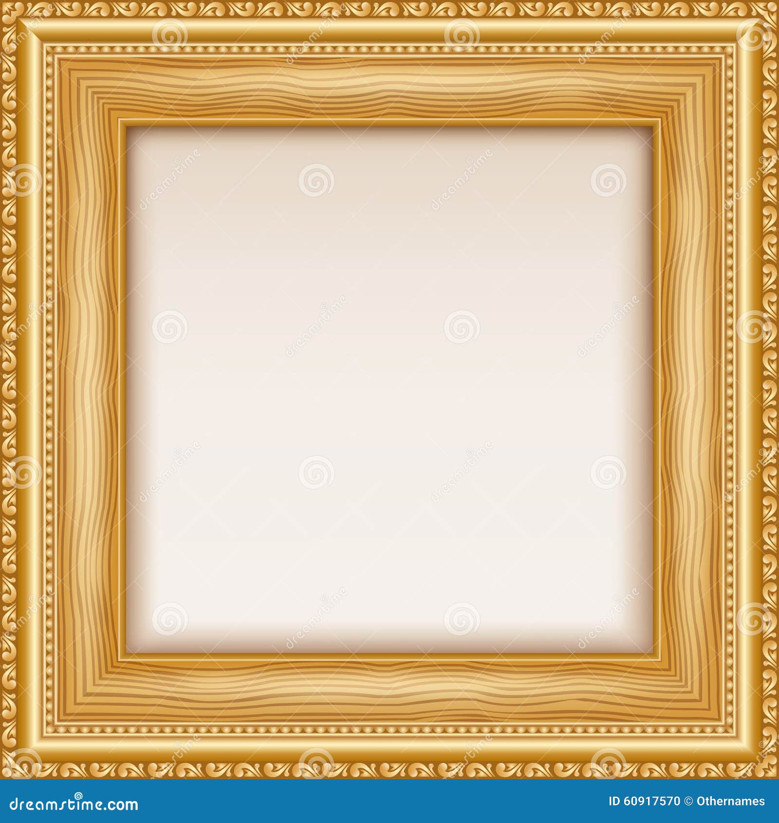 Empty Gold Frame Hanging on the Wall. Stock Vector Illustration of