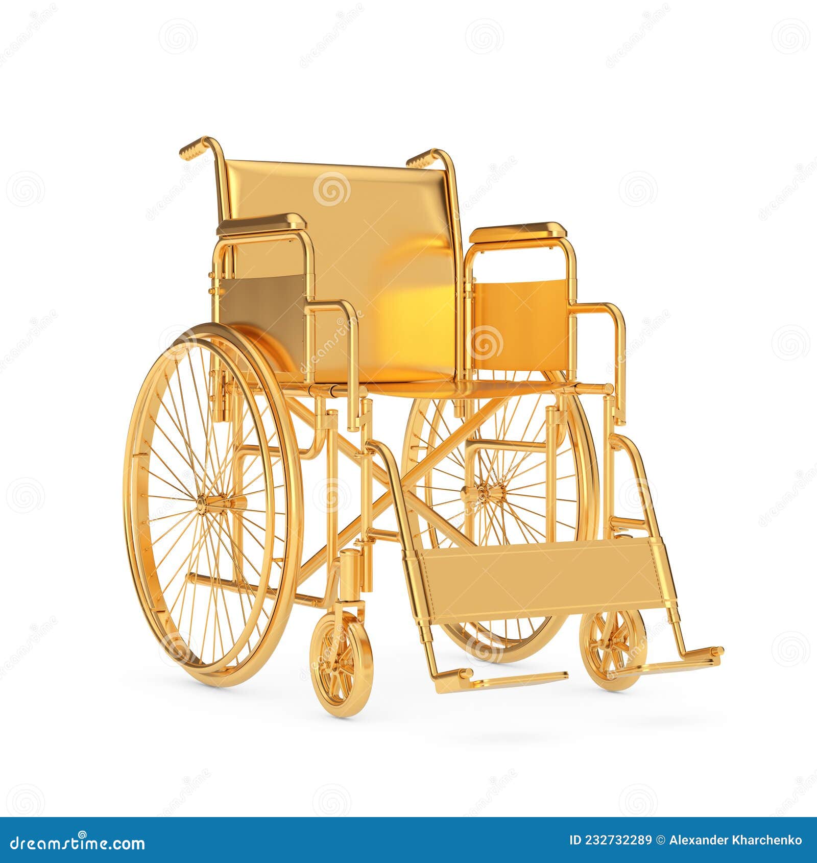 Empty Golden Wheelchair. 3d Rendering Stock Illustration Illustration