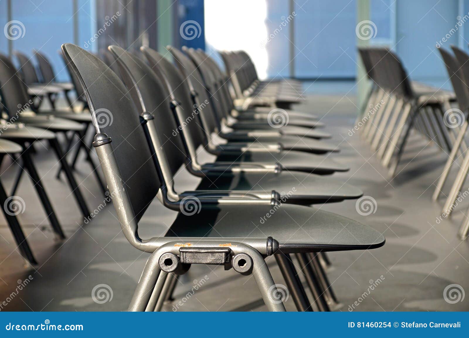 Empty Gray Portable Plastic Chairs for Audience Stock Photo Image of white, office 81460254