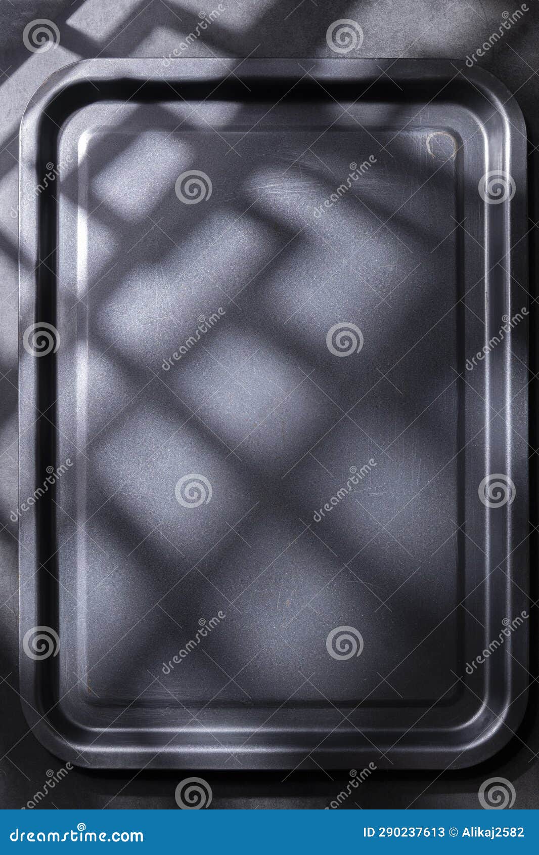 Empty Gray Tray on the Table, Kitchen Utensils Stock Image Image of