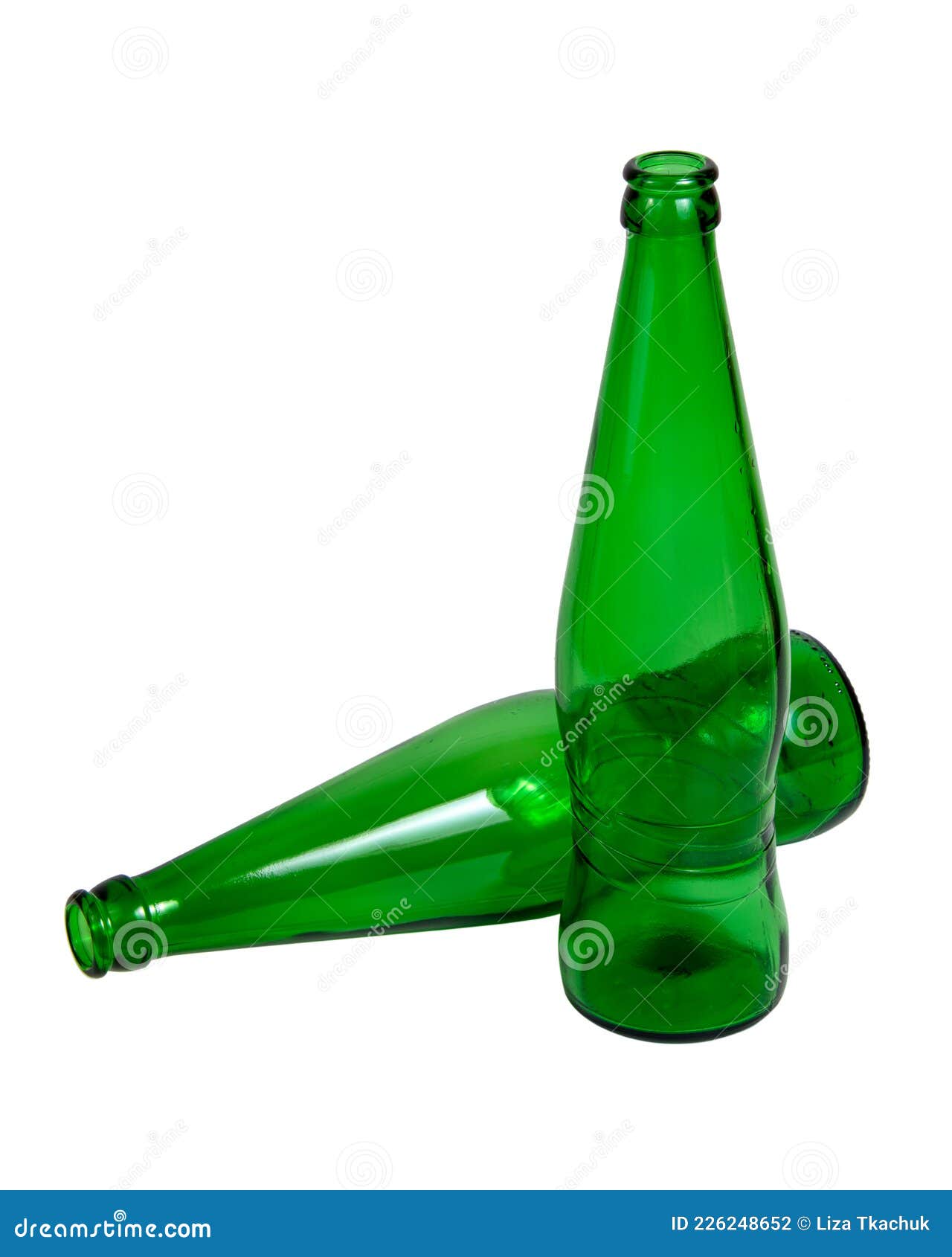 Empty Green Glass Bottle of Beer or Lemonade Isolated on the White
