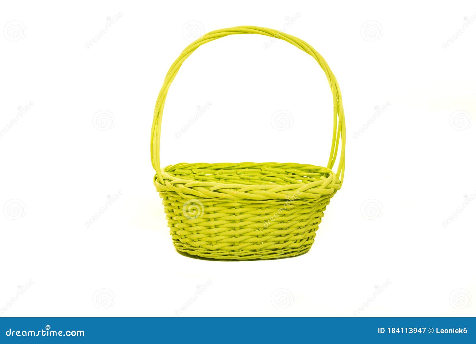Empty Green Yellow Basket Isolated on a White Background Stock Image