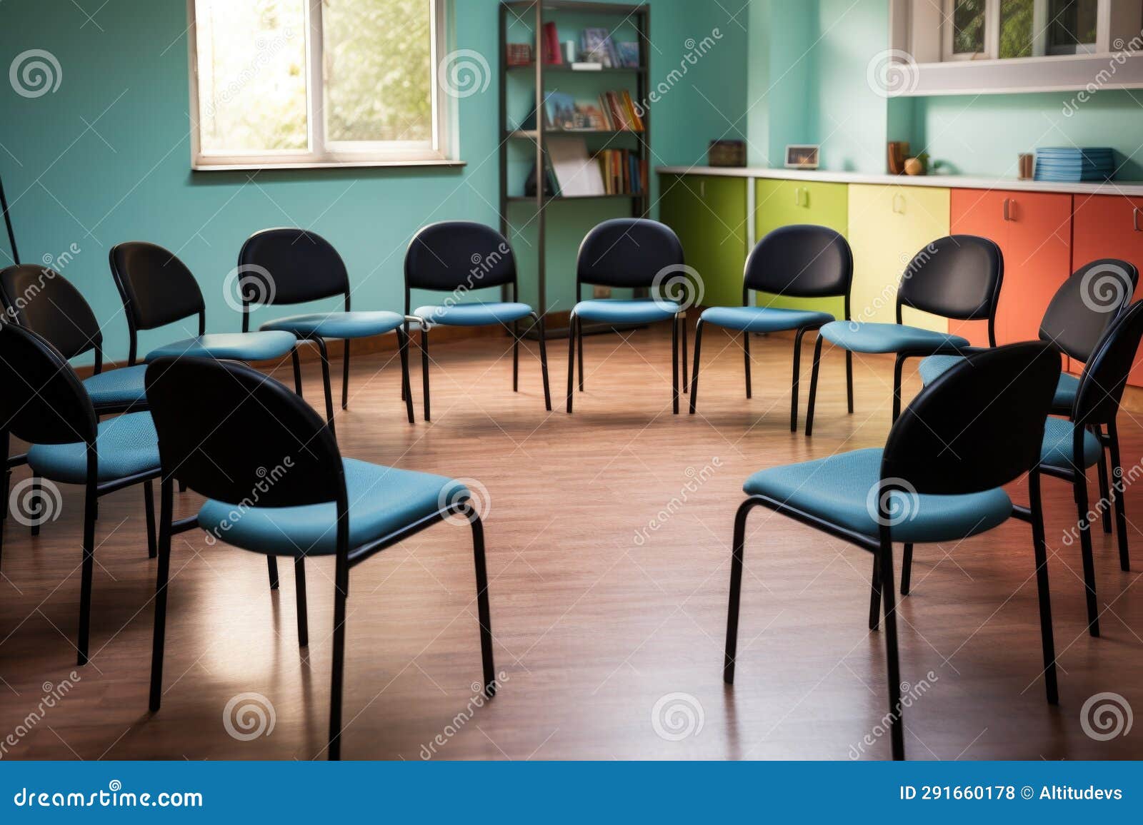 Empty Group Therapy Room with Chairs in a Circle Stock Photo Image of
