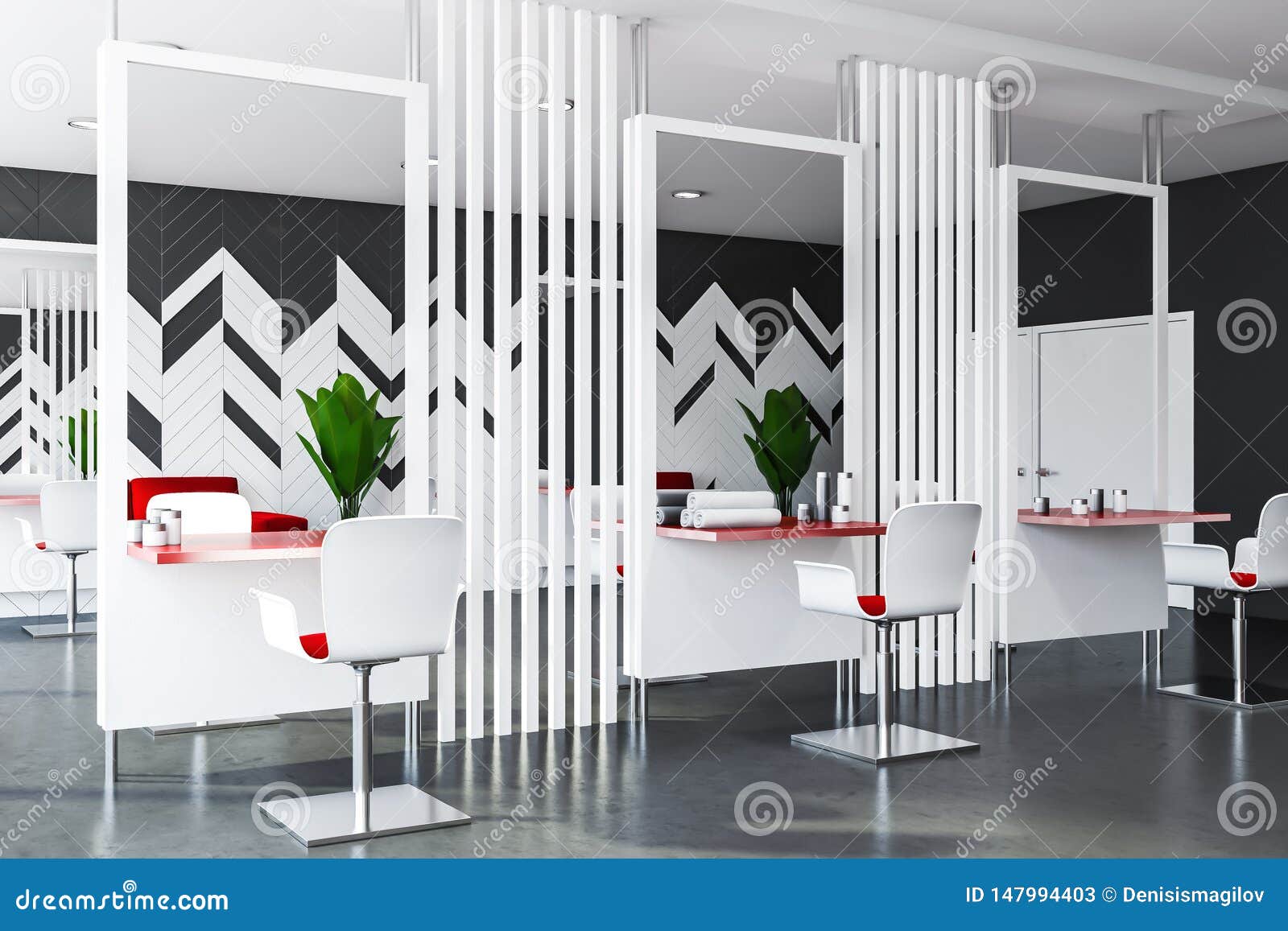 Empty Hairdressing Salon Interior Design Stock Illustration