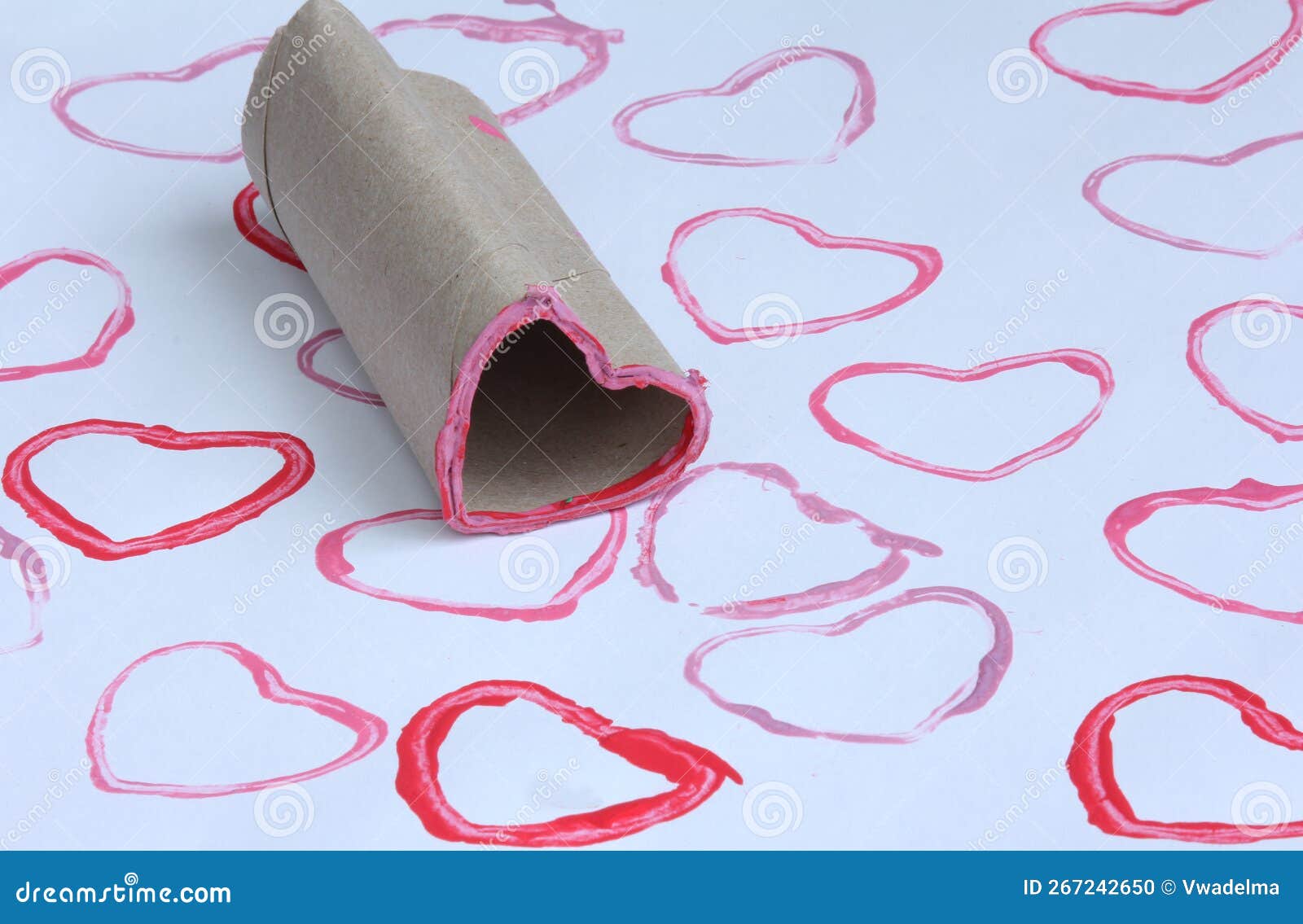 Toilet Paper Roll Heart Stamp