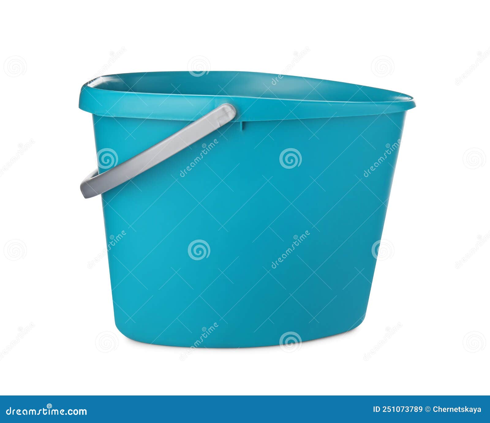 Empty Light Blue Bucket for Cleaning Isolated on White Stock Image