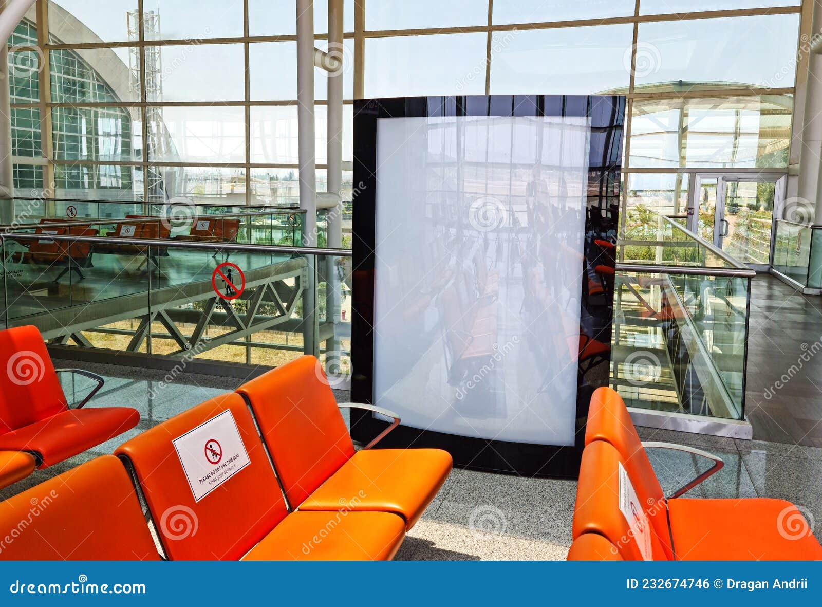 Empty Lightbox at the Airport or Train Station. Template Copy Space for