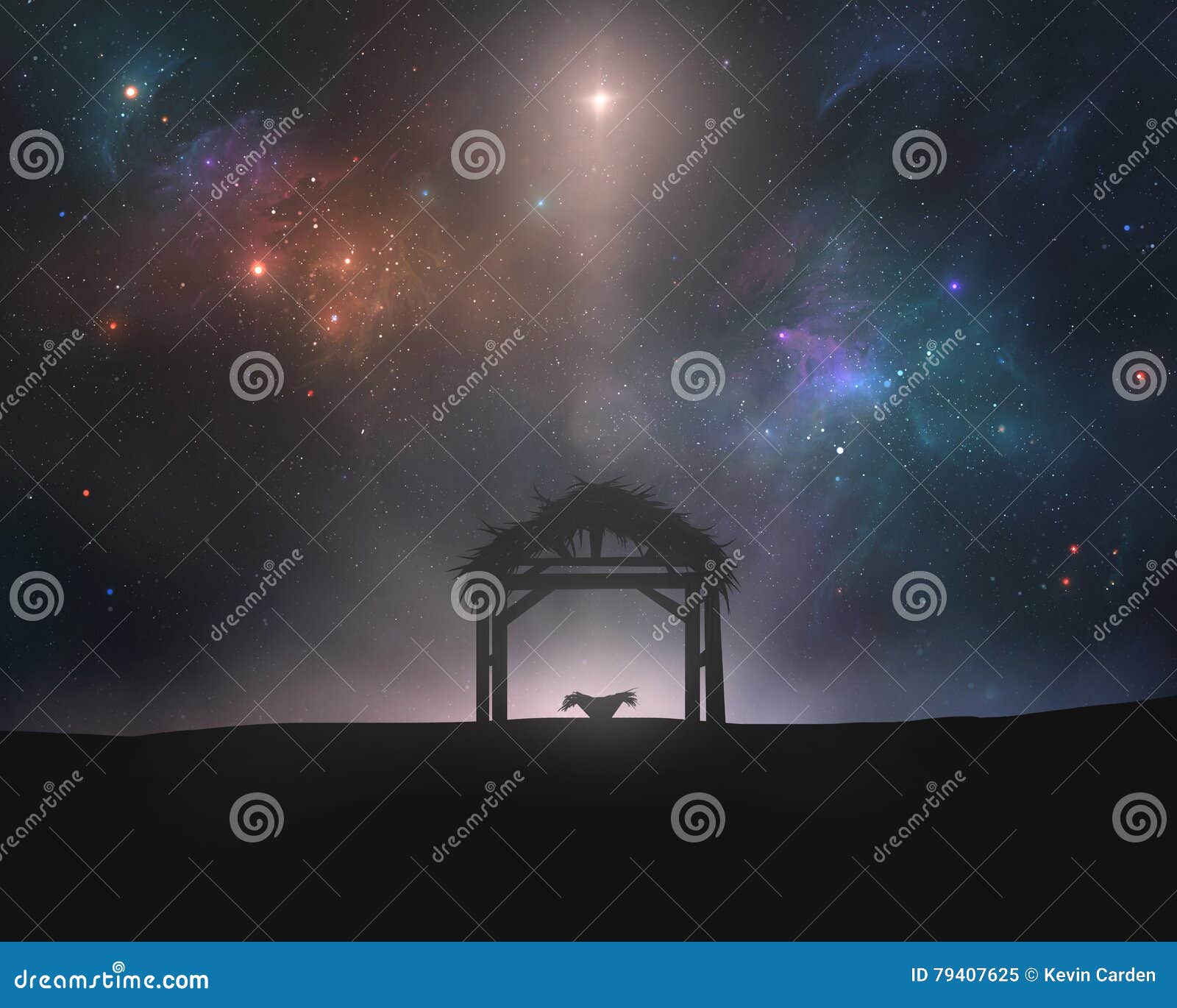 empty manger under night sky