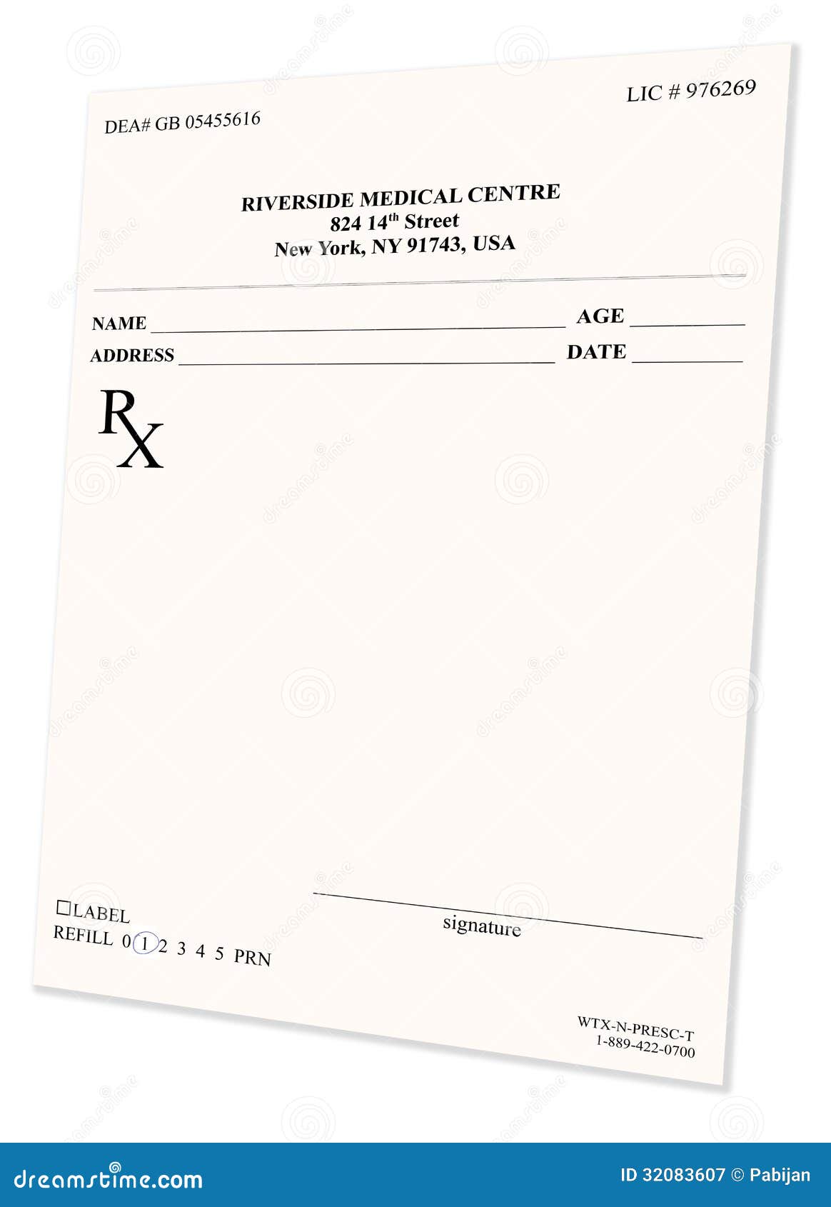 Empty medical prescription stock illustration. Image of doctor 32083607