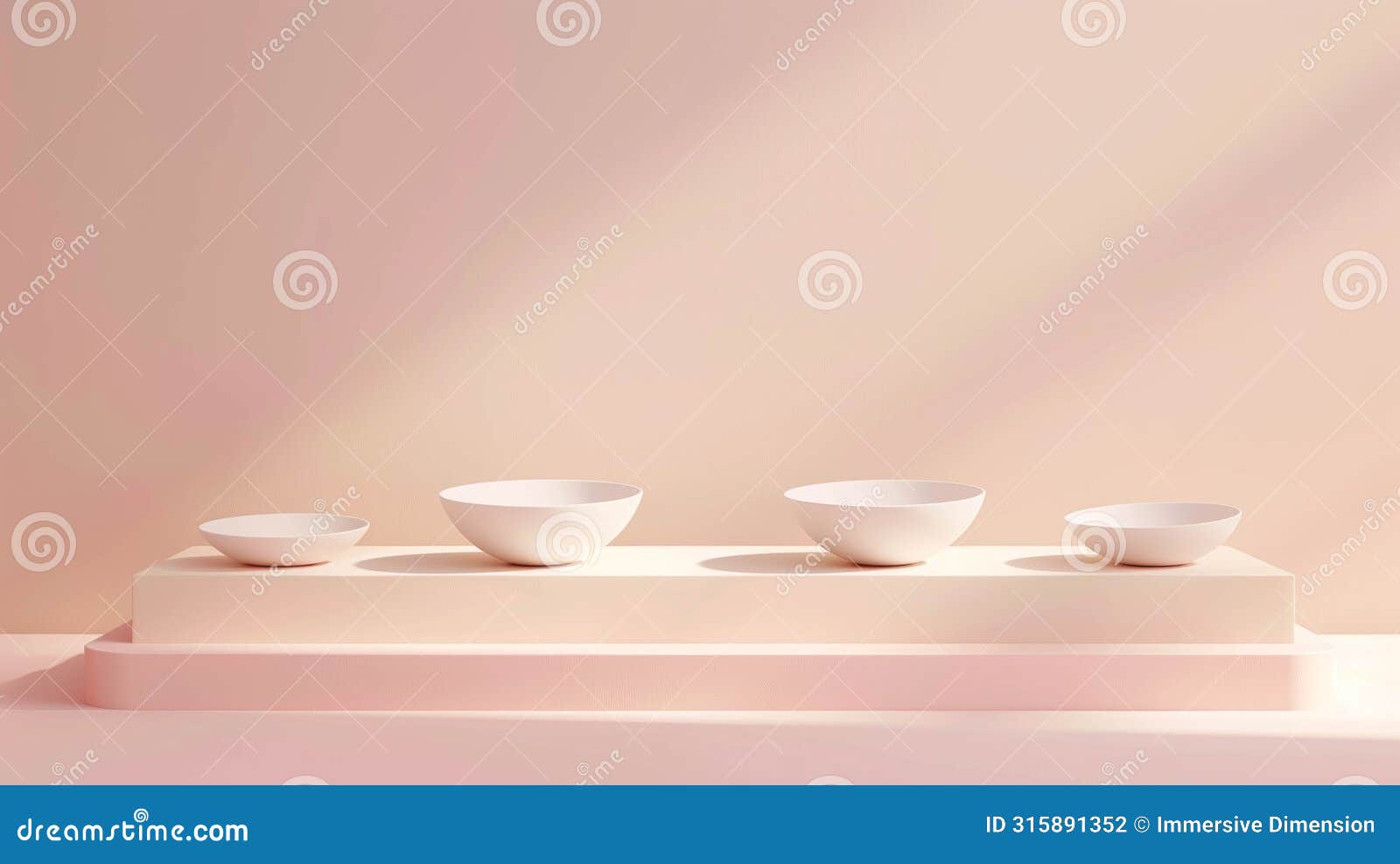 empty minimalistics bowls on a soft pastel background