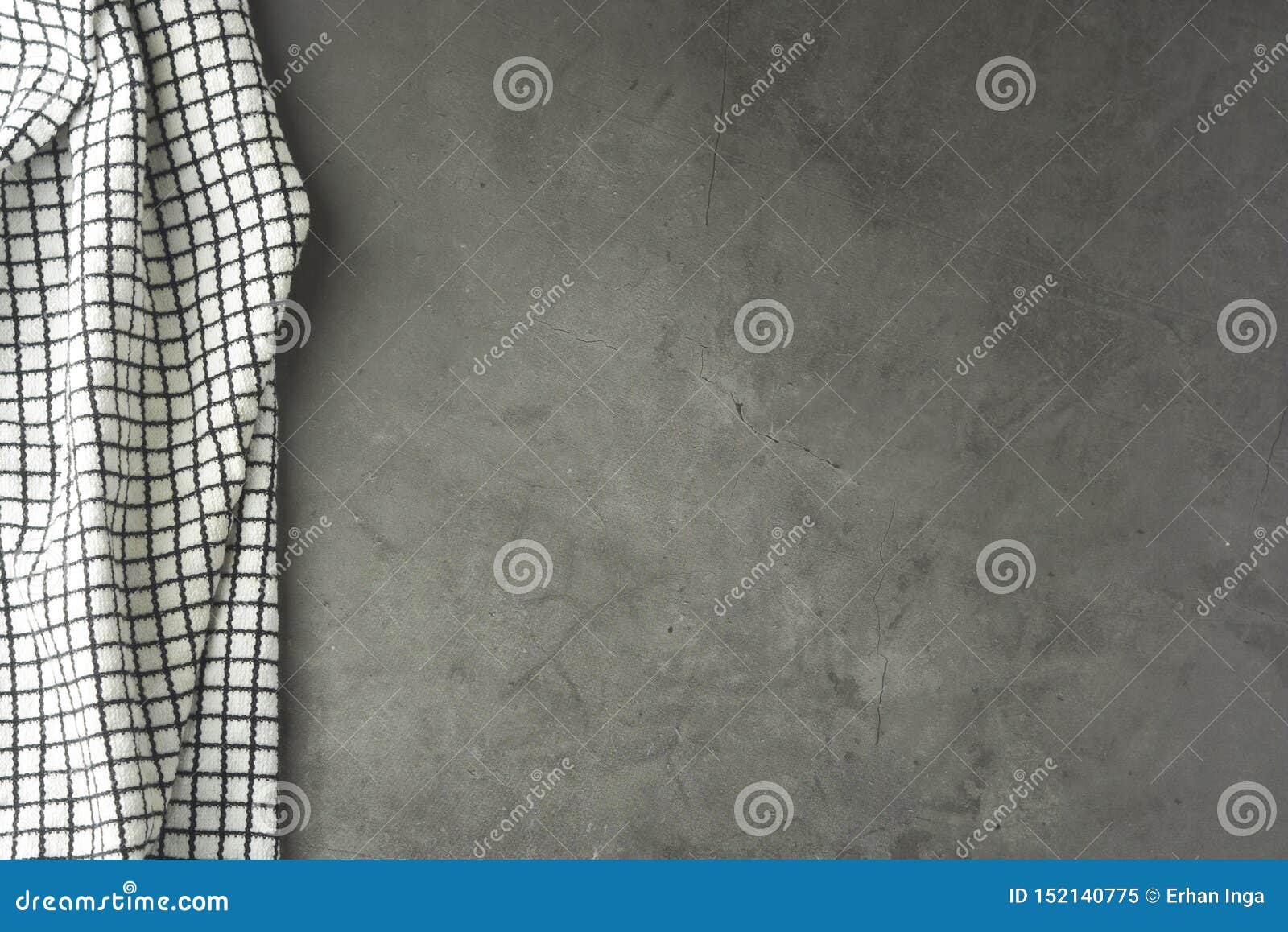 empty mockup for productor food or text. textured grey board with black and white fabric