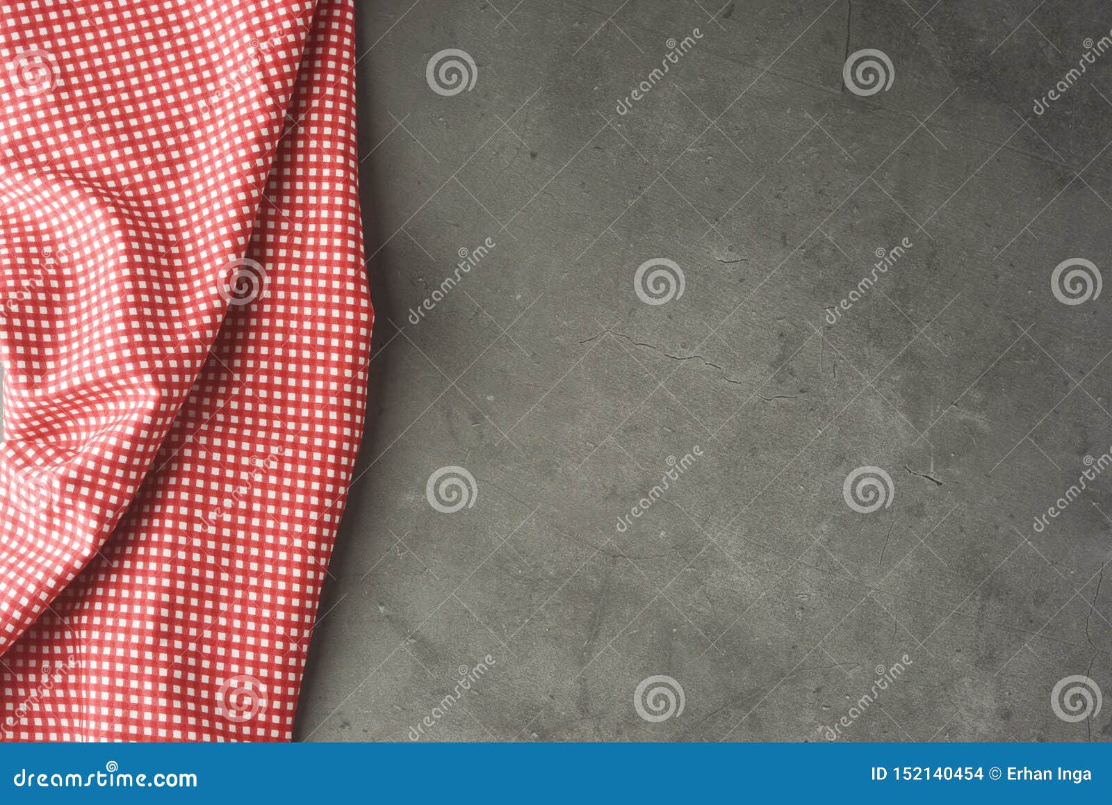 empty mockup for productor food or text. textured grey board with red fabric