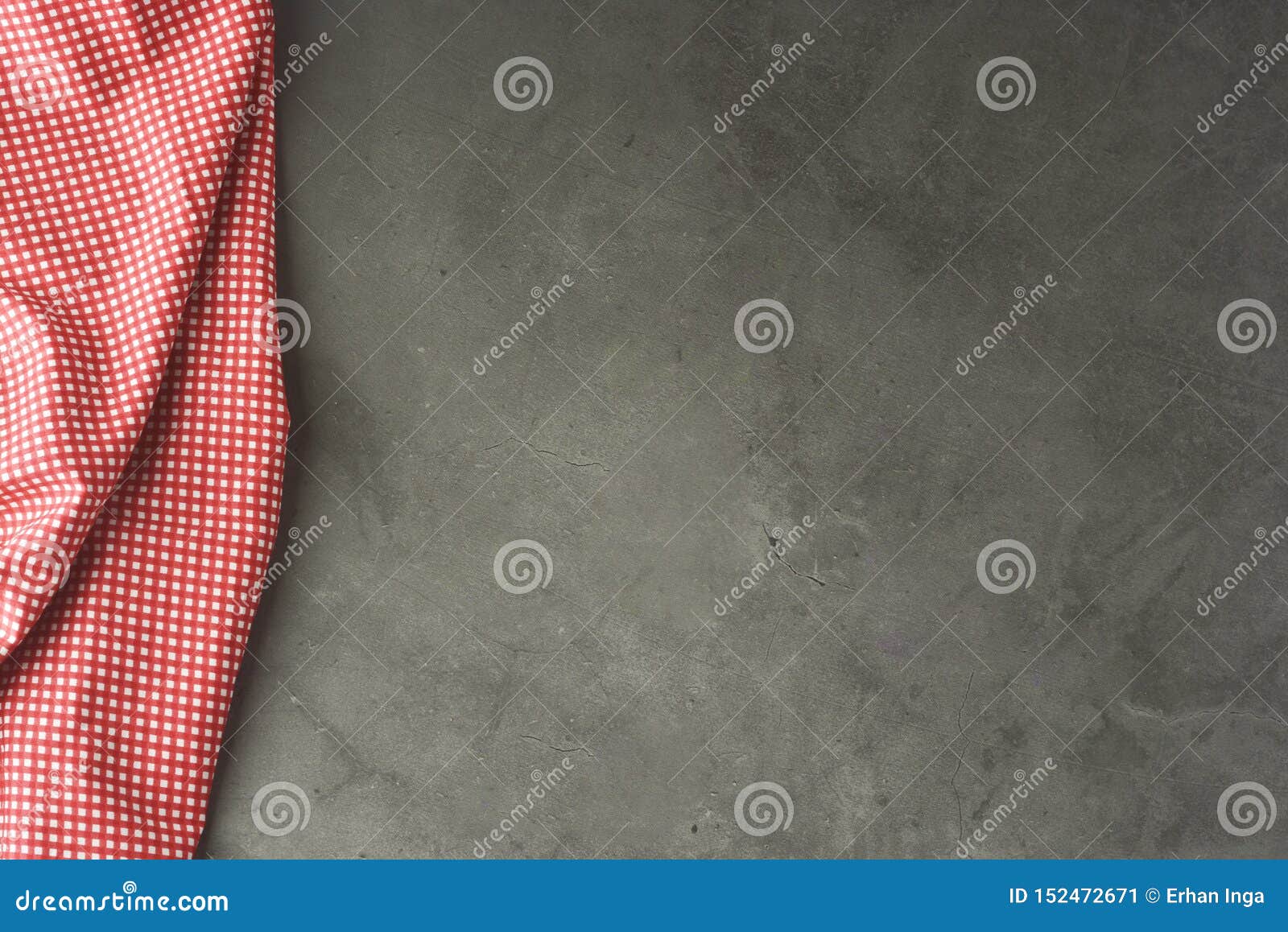 empty mockup for productor food or text. textured grey board with red fabric