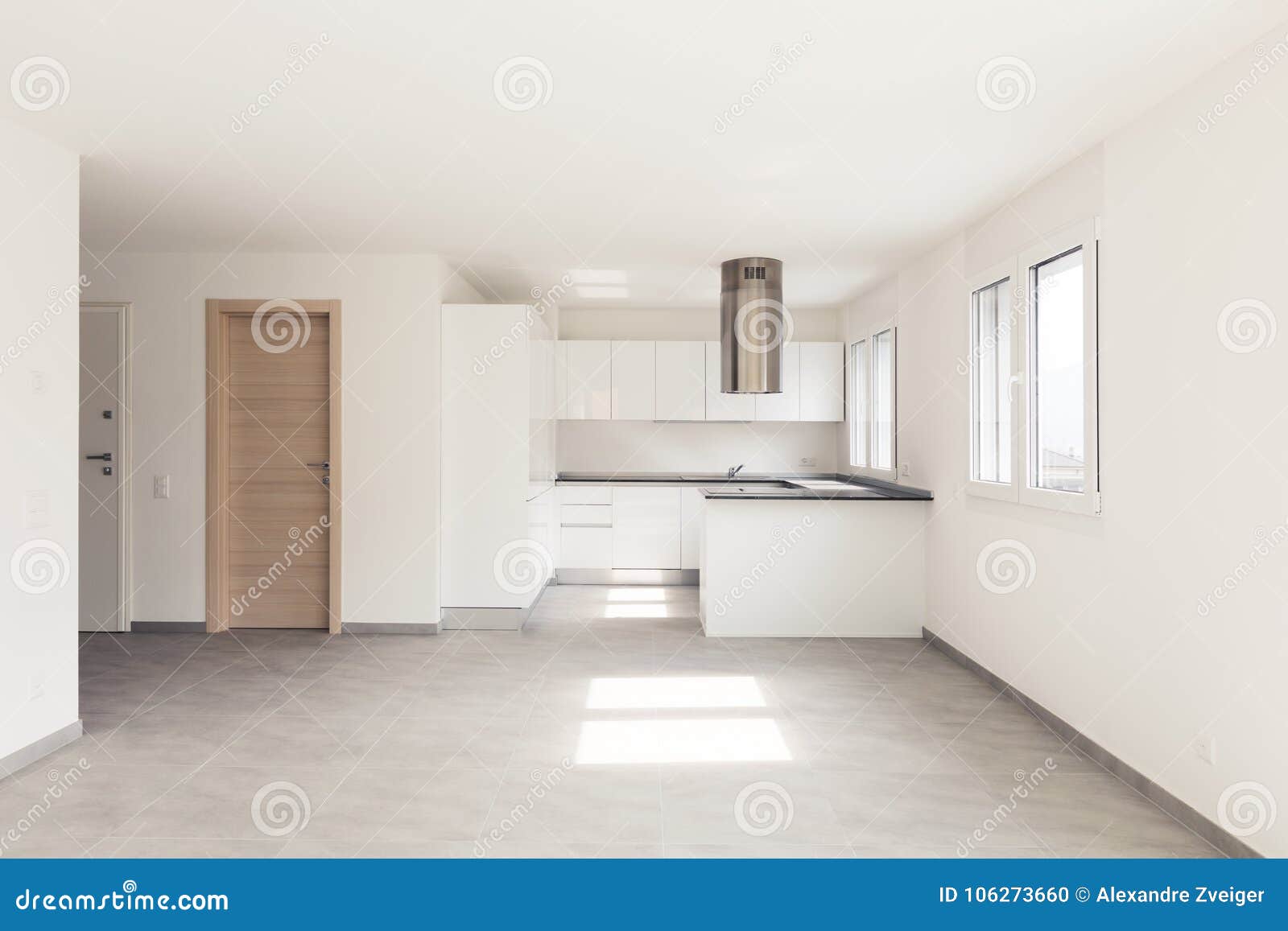 empty modern apartment, empty spaces and white walls