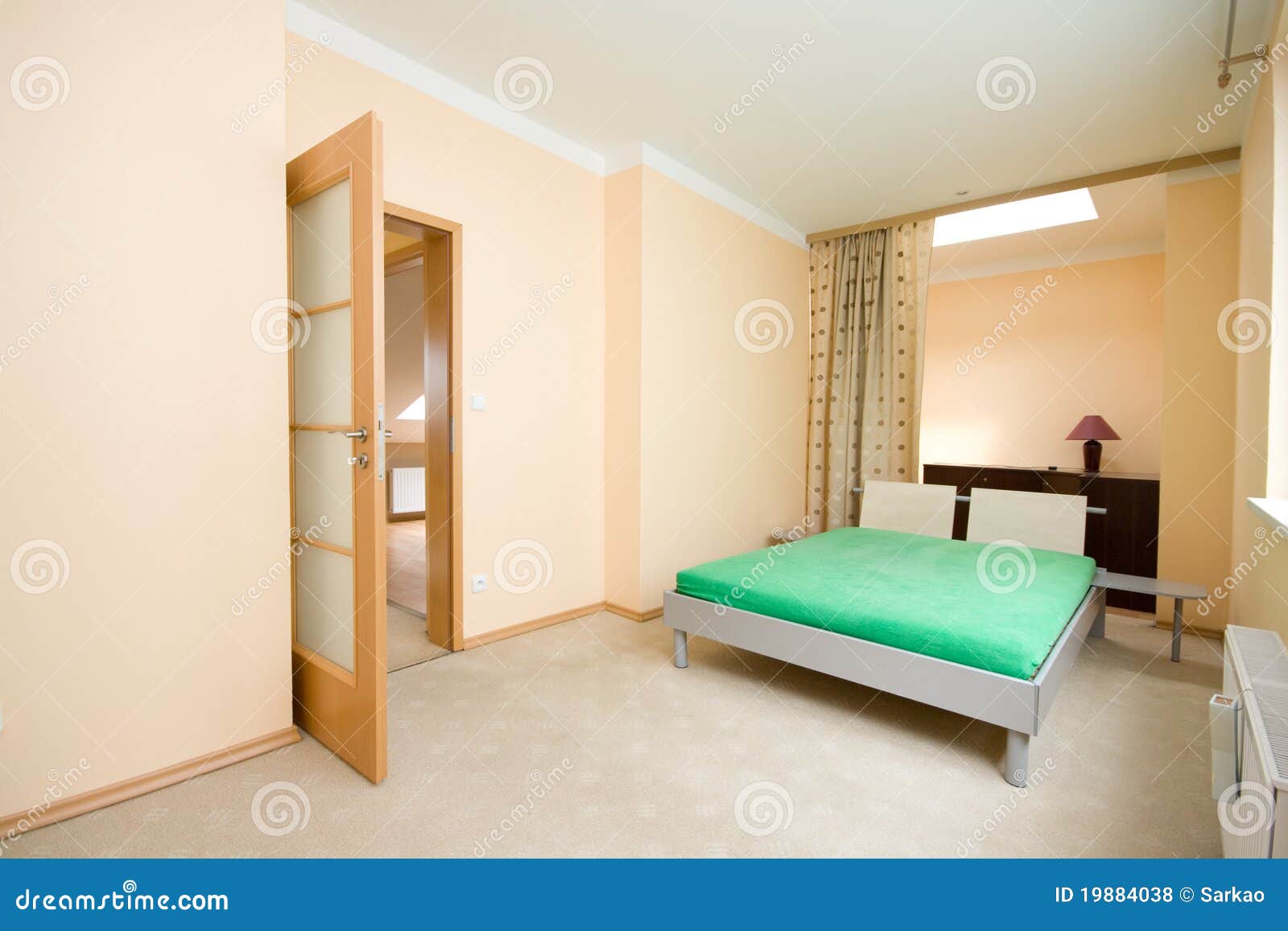 Empty modern bedroom stock photo. Image of bedroom, green 19884038