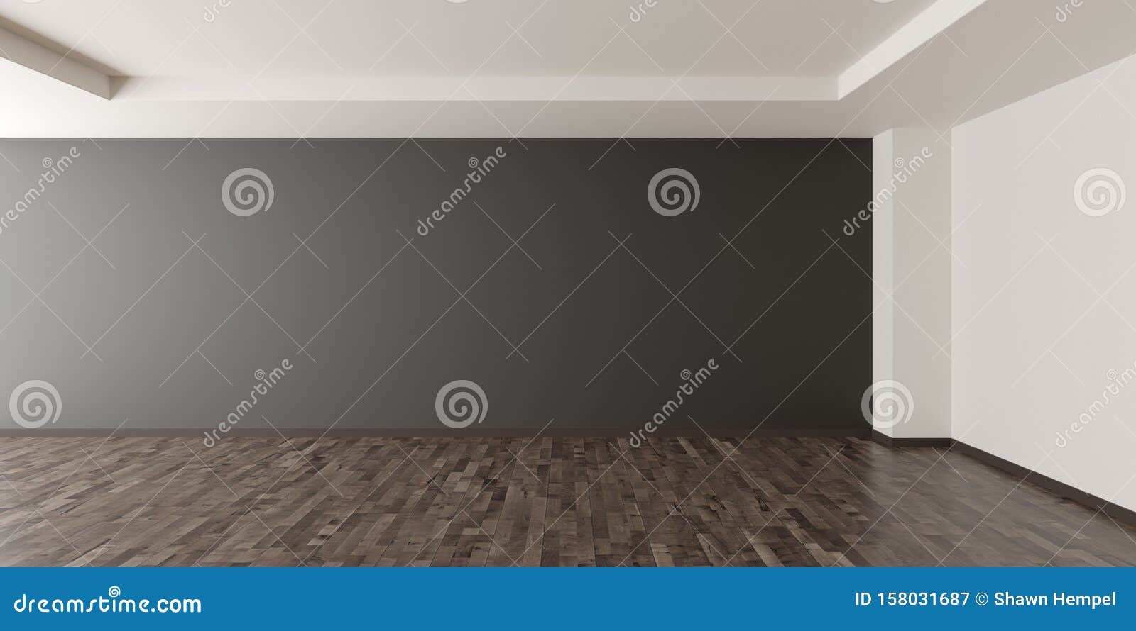 Empty Modern Room With Dark Grey Walll In The Back And Brown