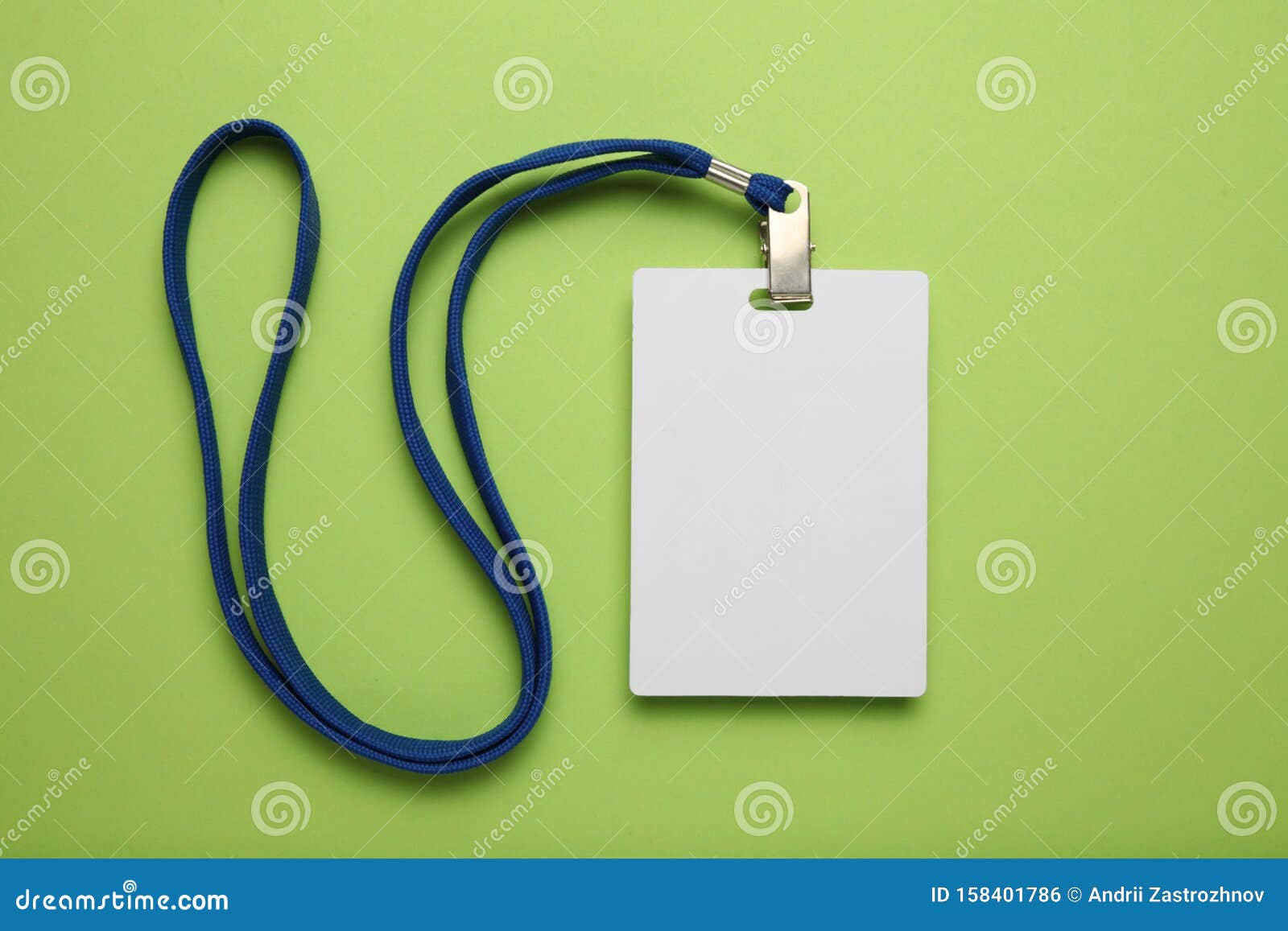 Download Empty Name Tag With White Strap, Mockup On Green Background Stock Photo - Image of cardholder ...