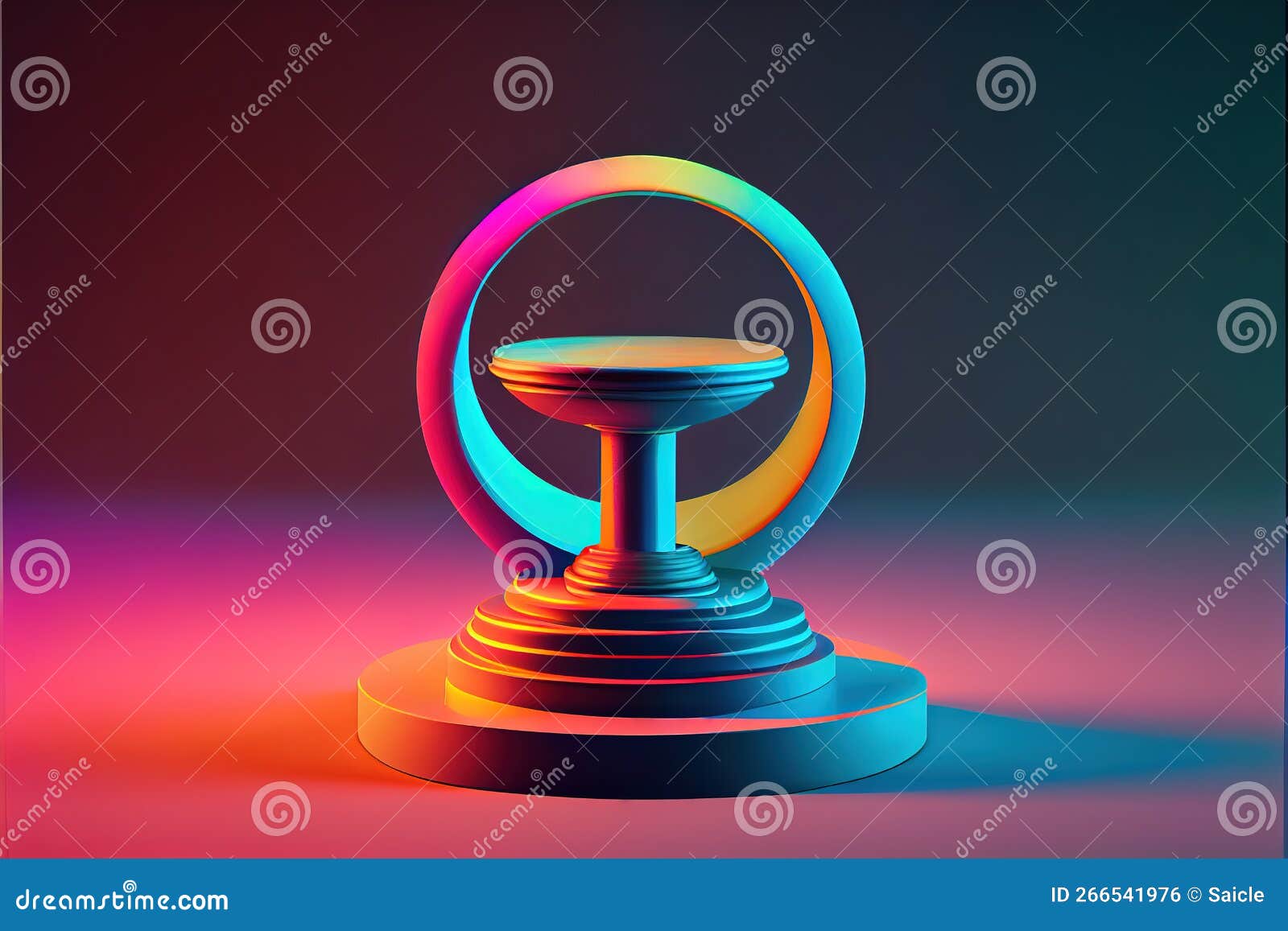 Neon Pedestal With Smoke Effect. Vector Illustration CartoonDealer