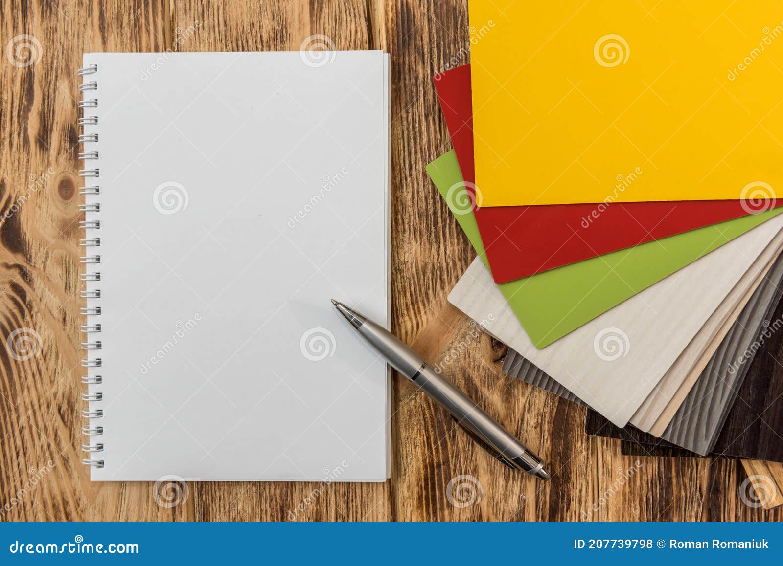 Empty Notebook Sheet with Floor Wood Color Catalog for Design. Laminate