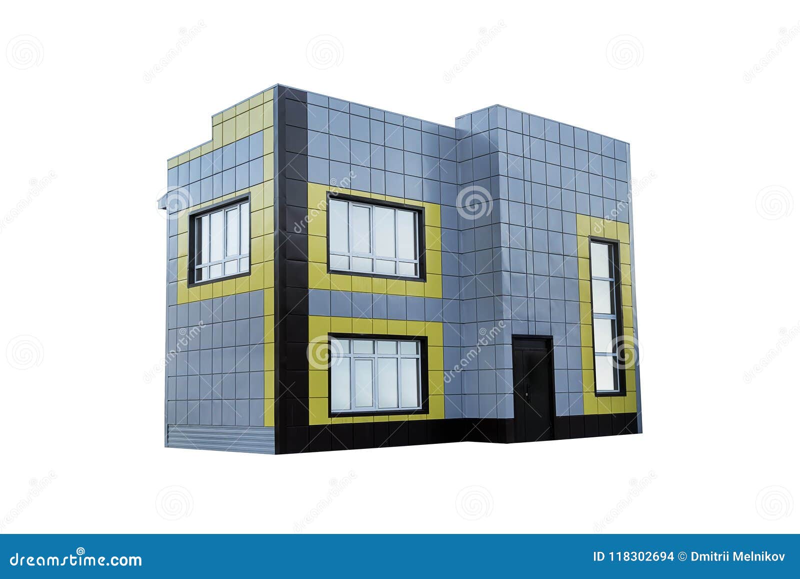 Empty Office Building On A Business Park Isolated On A White