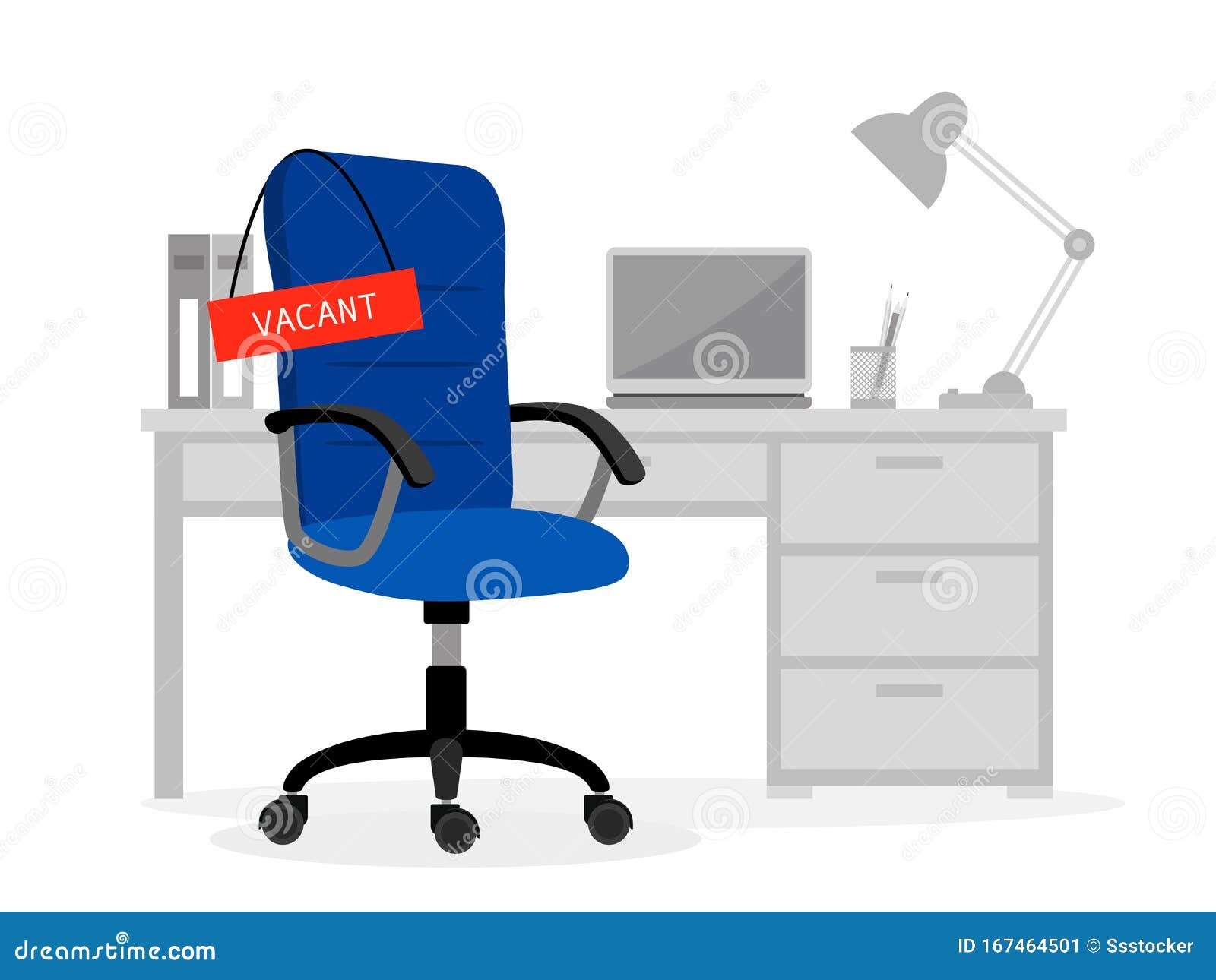 Empty Office Desk And Chair Stock Vector Illustration Of