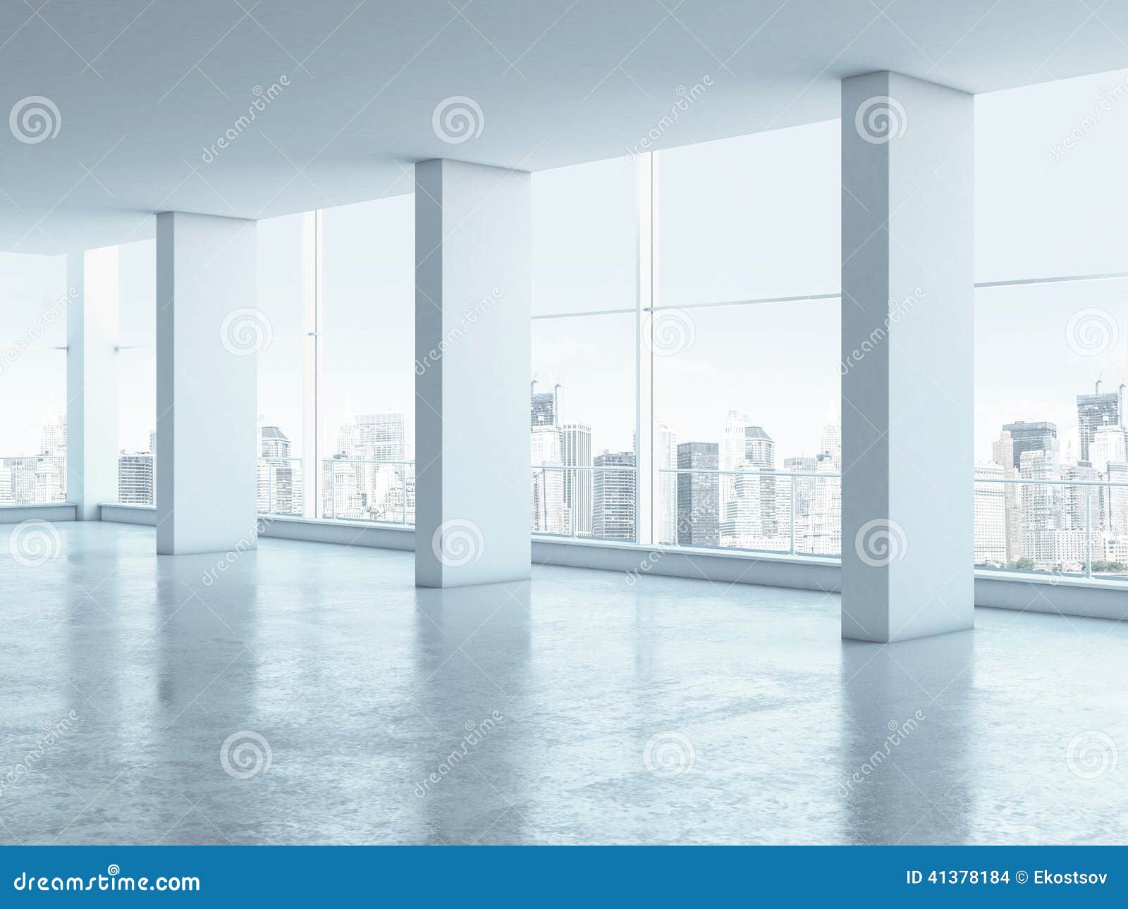 empty office interior columns d render 41378184