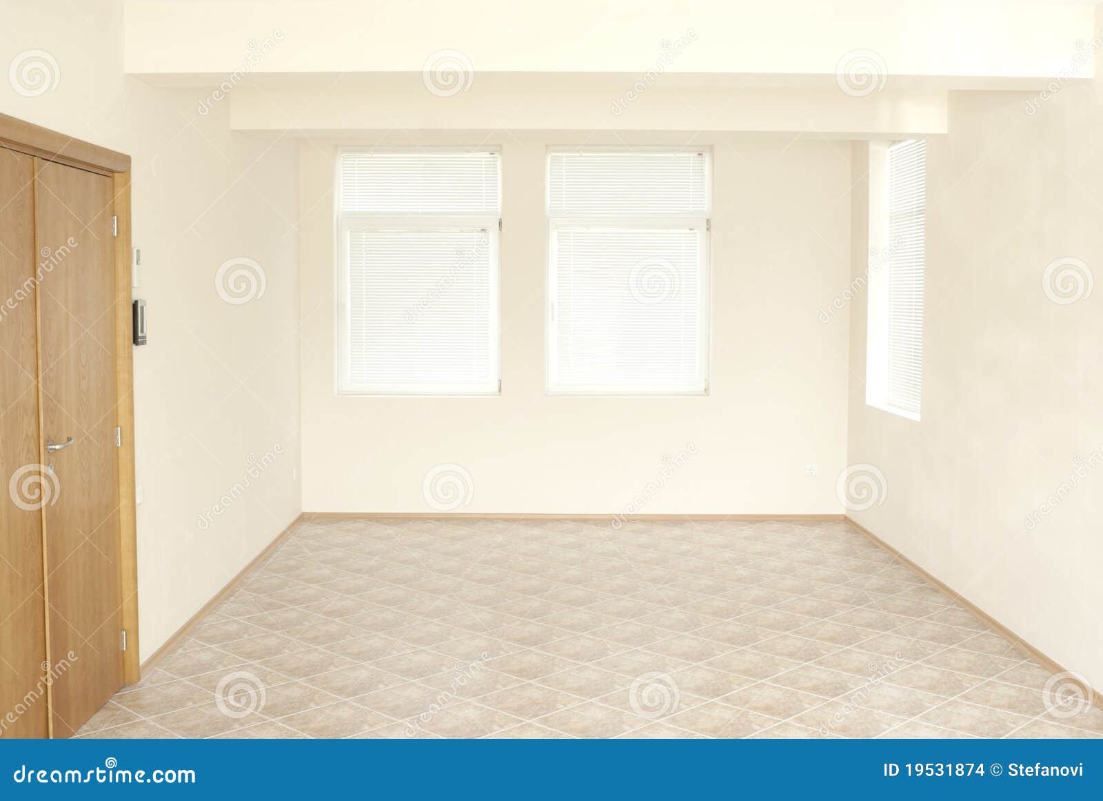 Empty office room with wooden door that can be used for background or 