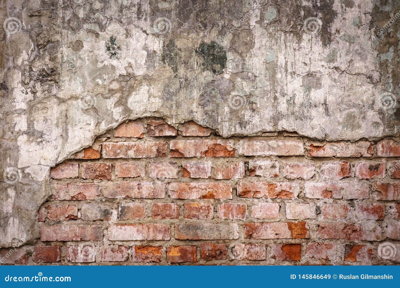 empty old brick wall texture. painted distressed wall surface. grungy wide brickwall. grunge red stonewall background